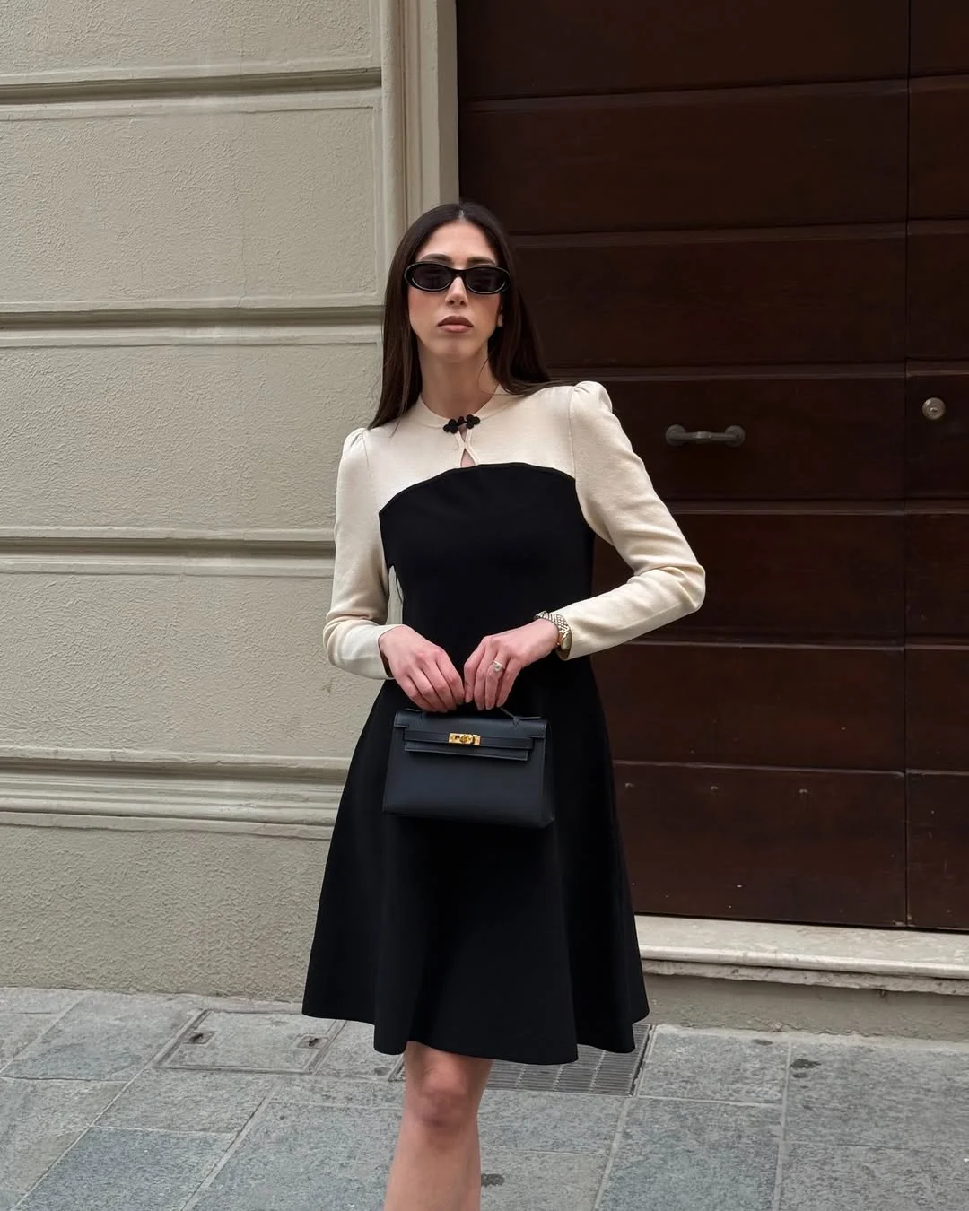 elegant fall office outfits 2026 The Two Tone Dress That Defines Modern Elegance