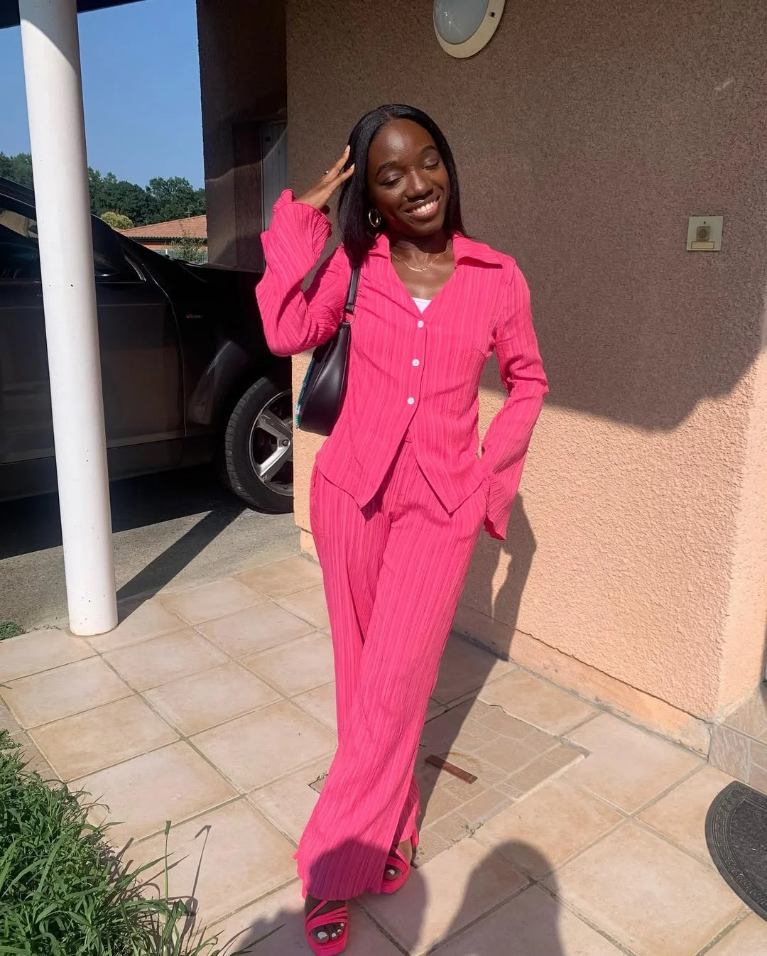 fall 2026 outfits for black women Bold Pink Coordinates That Brighten Gray Fall Days