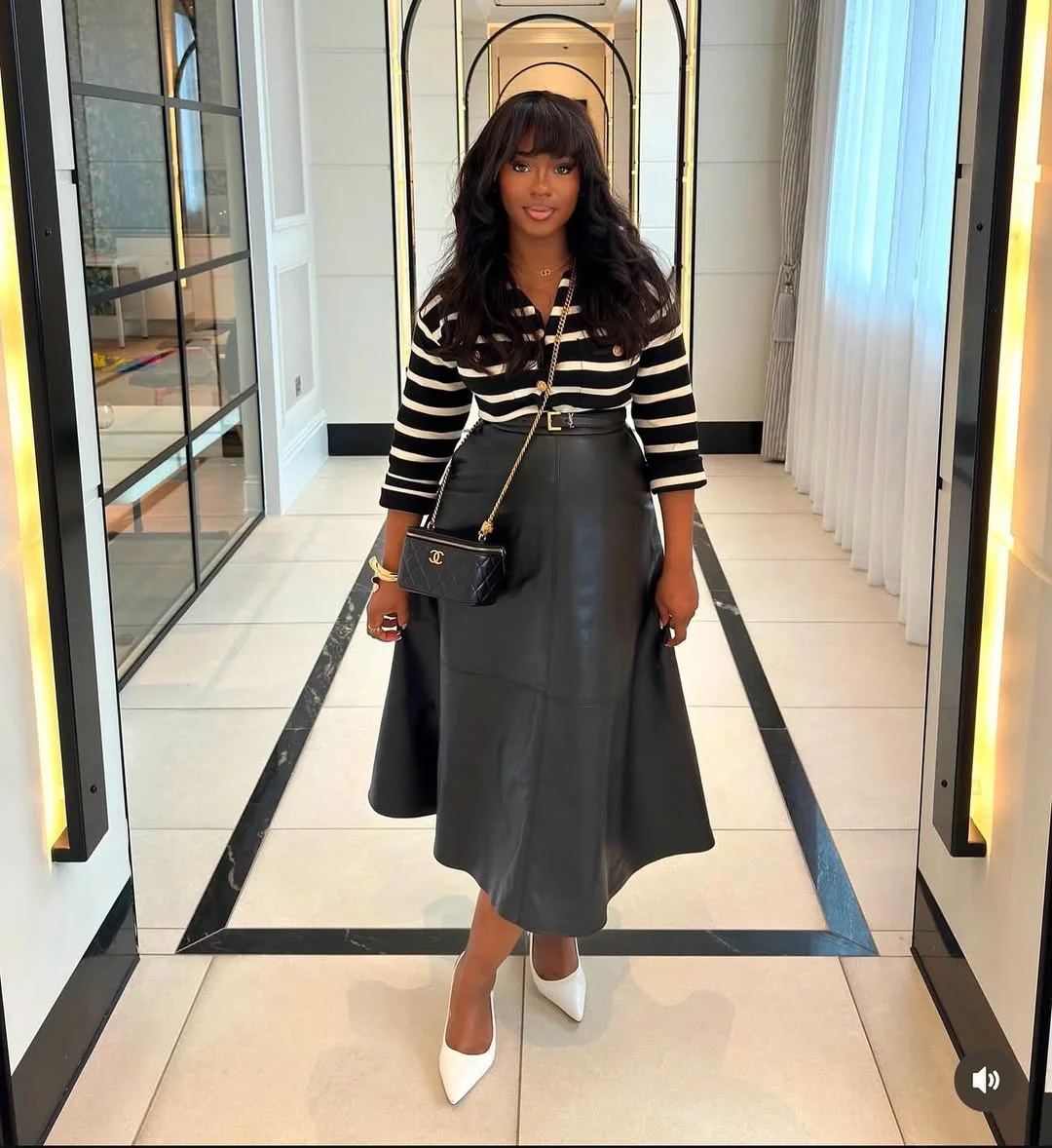 fall 2026 outfits for black women Leather Skirt Sophistication with Parisian Energy