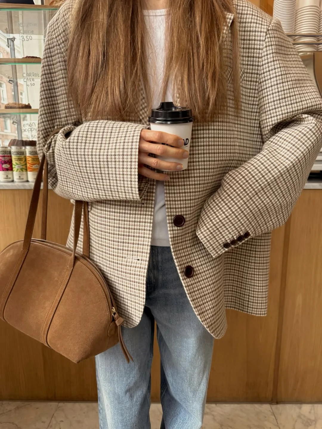 Fall blazer outfit inspo 2026 Soft Plaid Blazer Styling for Cozy Coffee Mornings