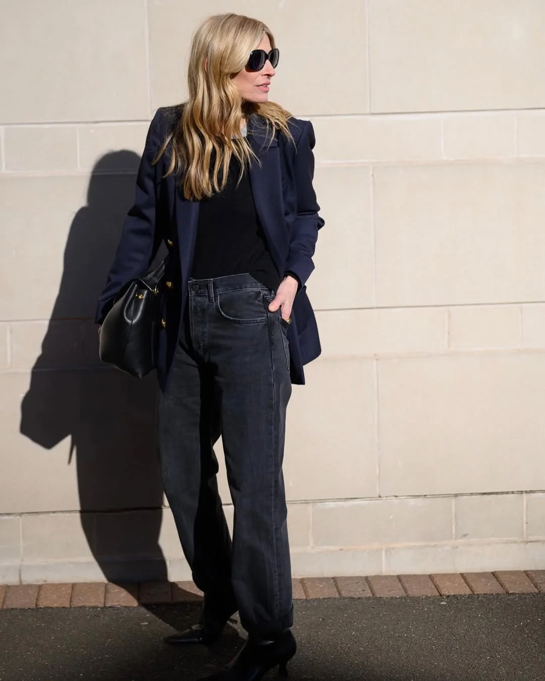 Fall blazer outfit inspo 2026 Dark Blazer and Relaxed Denim for Everyday Minimalism