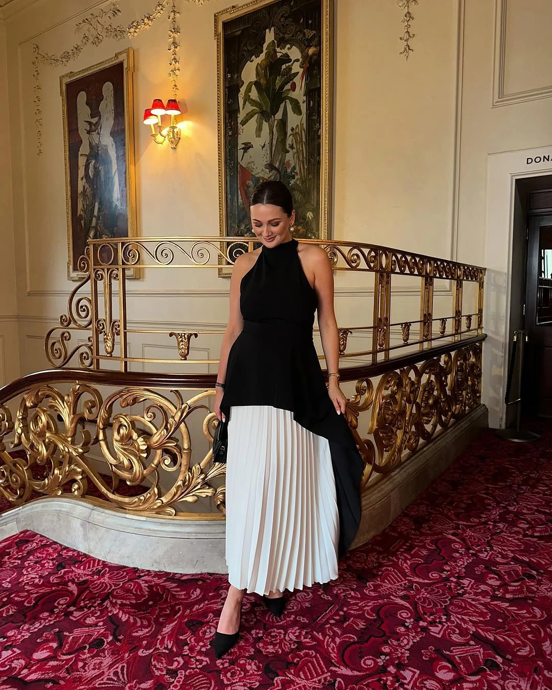 fall date night outfits 2026 Black and White Pleats for an Elegant Evening Affair