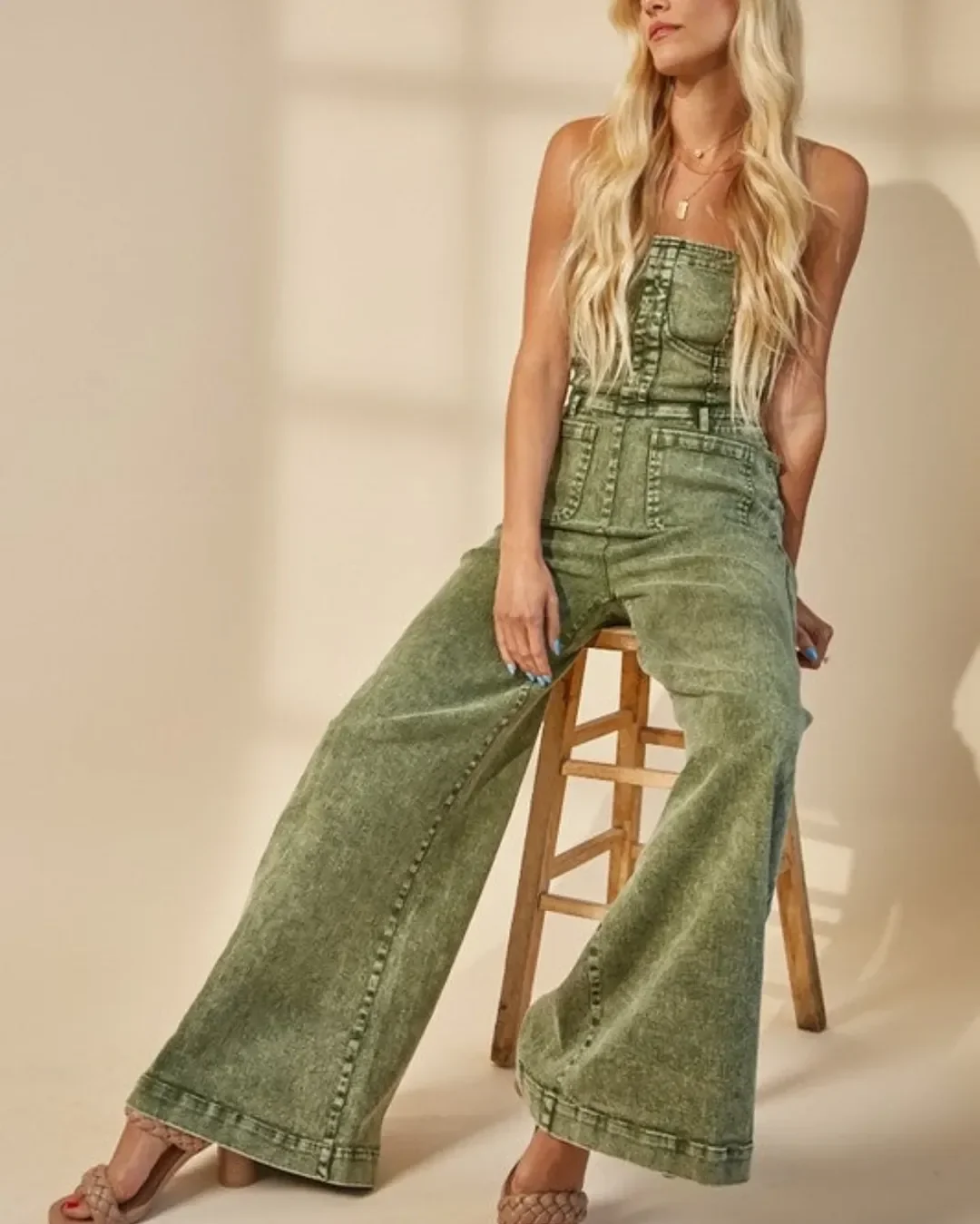 fall denim outfits for women 2026 Muted Olive Denim Jumpsuits Feel Unexpectedly Chic For Fall