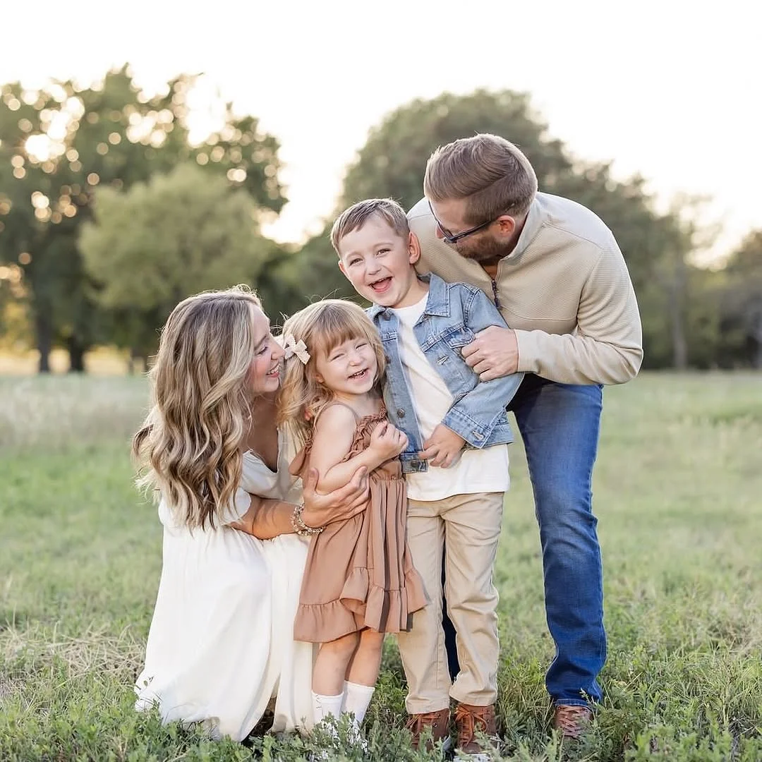fall family picture outfits 2026 Cream Camel and Denim for a Relaxed Family Session