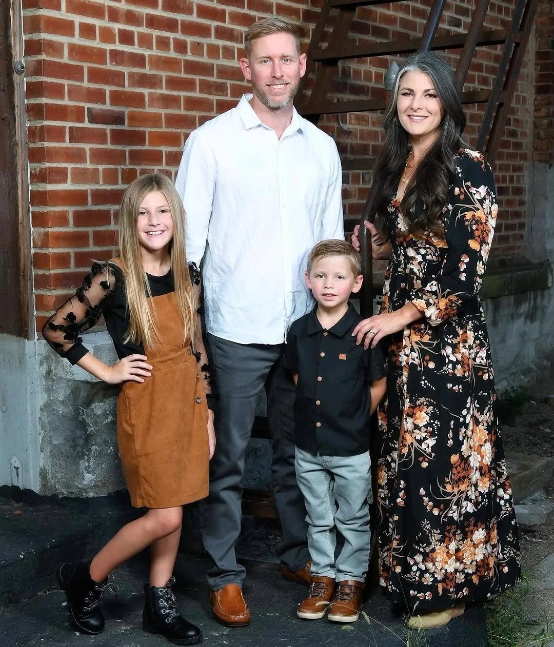 fall family picture outfits 2026 Black Floral Prints with Caramel Accents for a Sophisticated Fall Look