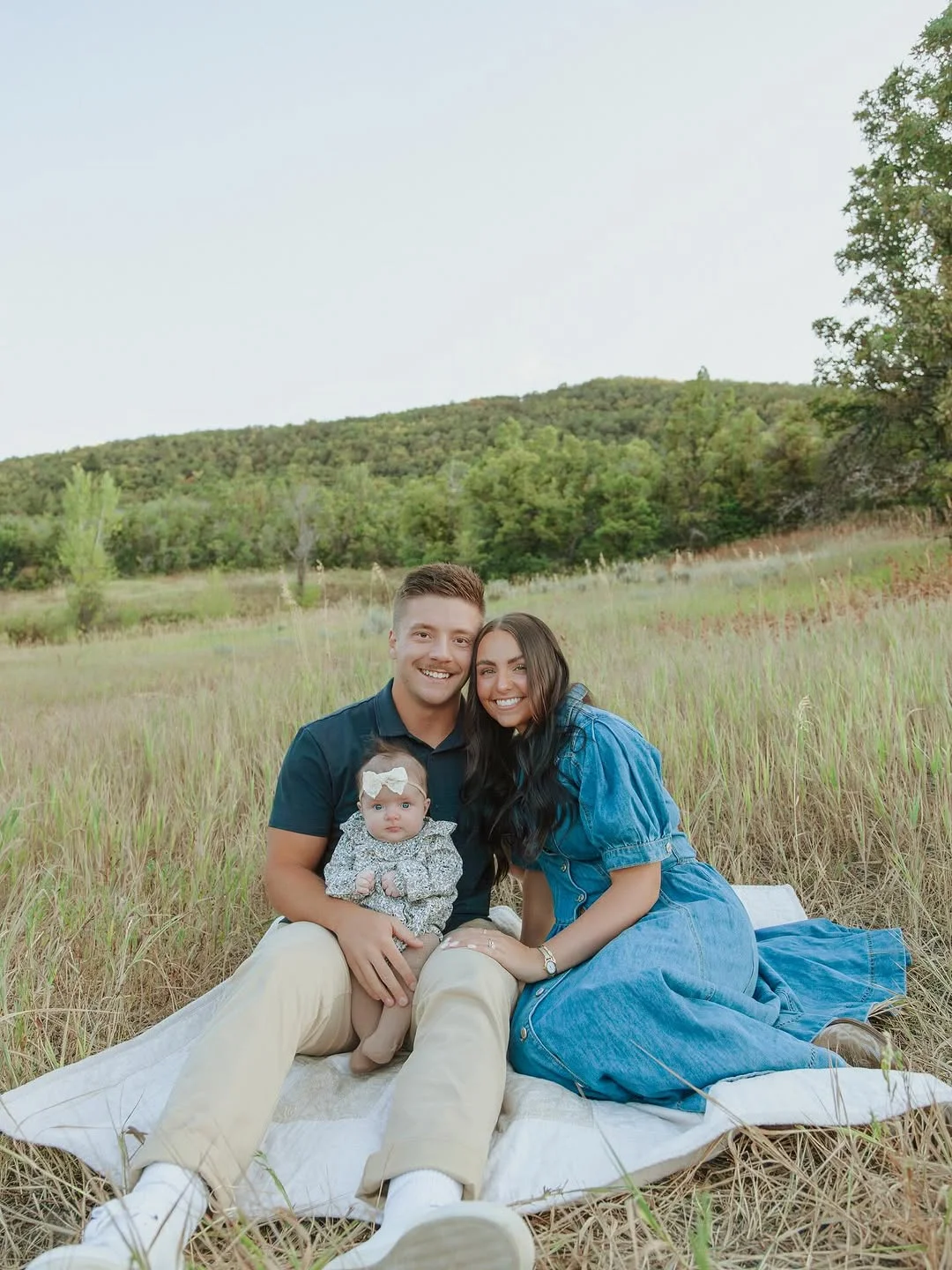 fall family picture outfits 2026 Classic Denim Blue for Young Family Portraits