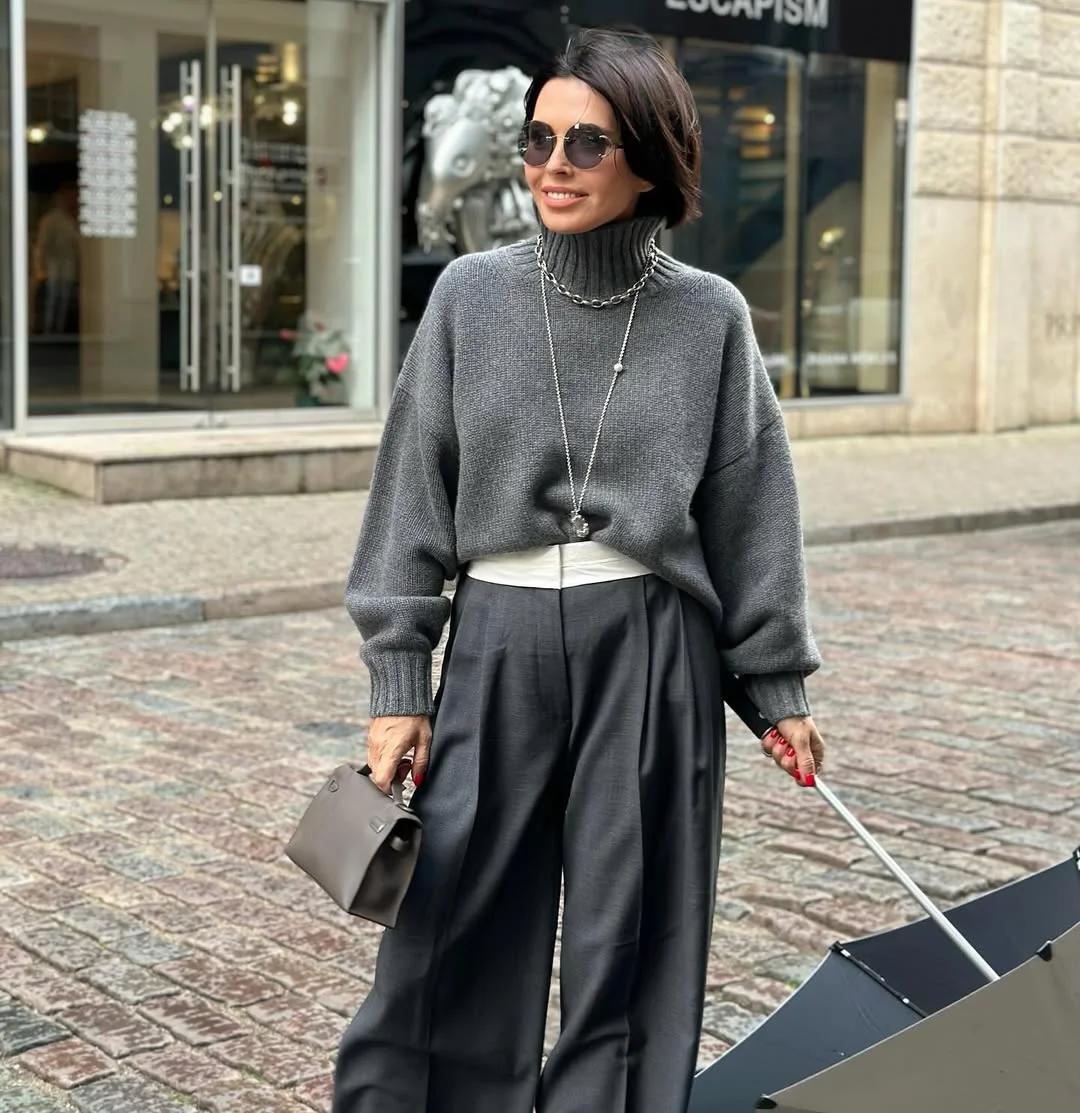 fall fashion women over 40 2026 Elevated Monochrome With a Cozy Turtleneck