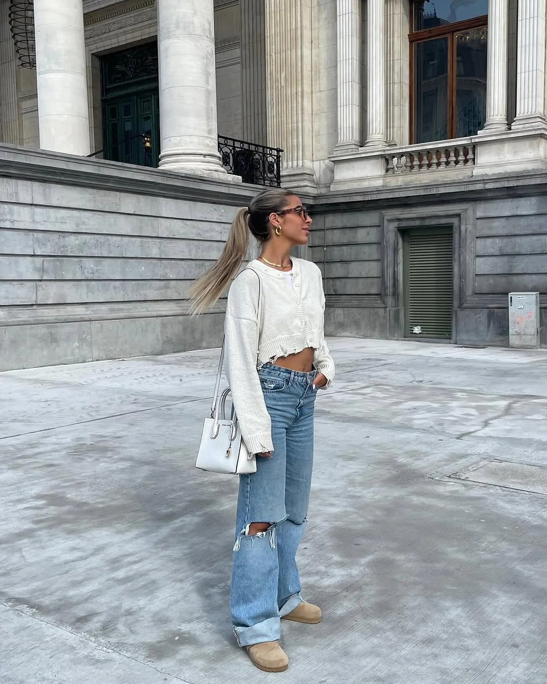 fall fashion outfits 2026 Relaxed Cream Knit With Oversized Denim Never Fails