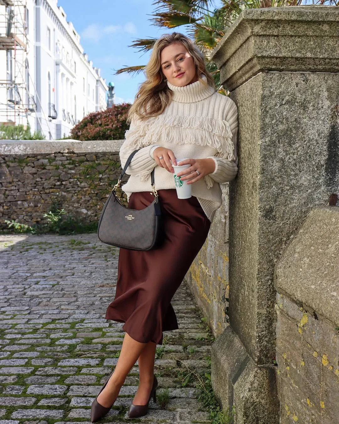 fall fashion outfits 2026 Chocolate Satin Skirts Make Cozy Knits Feel Elegant