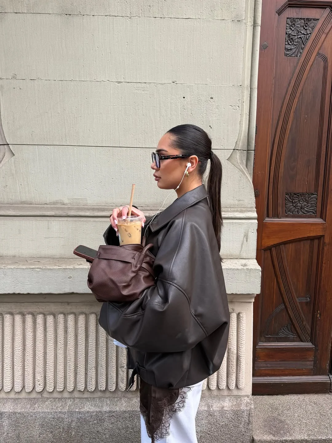 fall fashion outfits 2026 Chocolate Leather and Delicate Lace for a Modern City Look