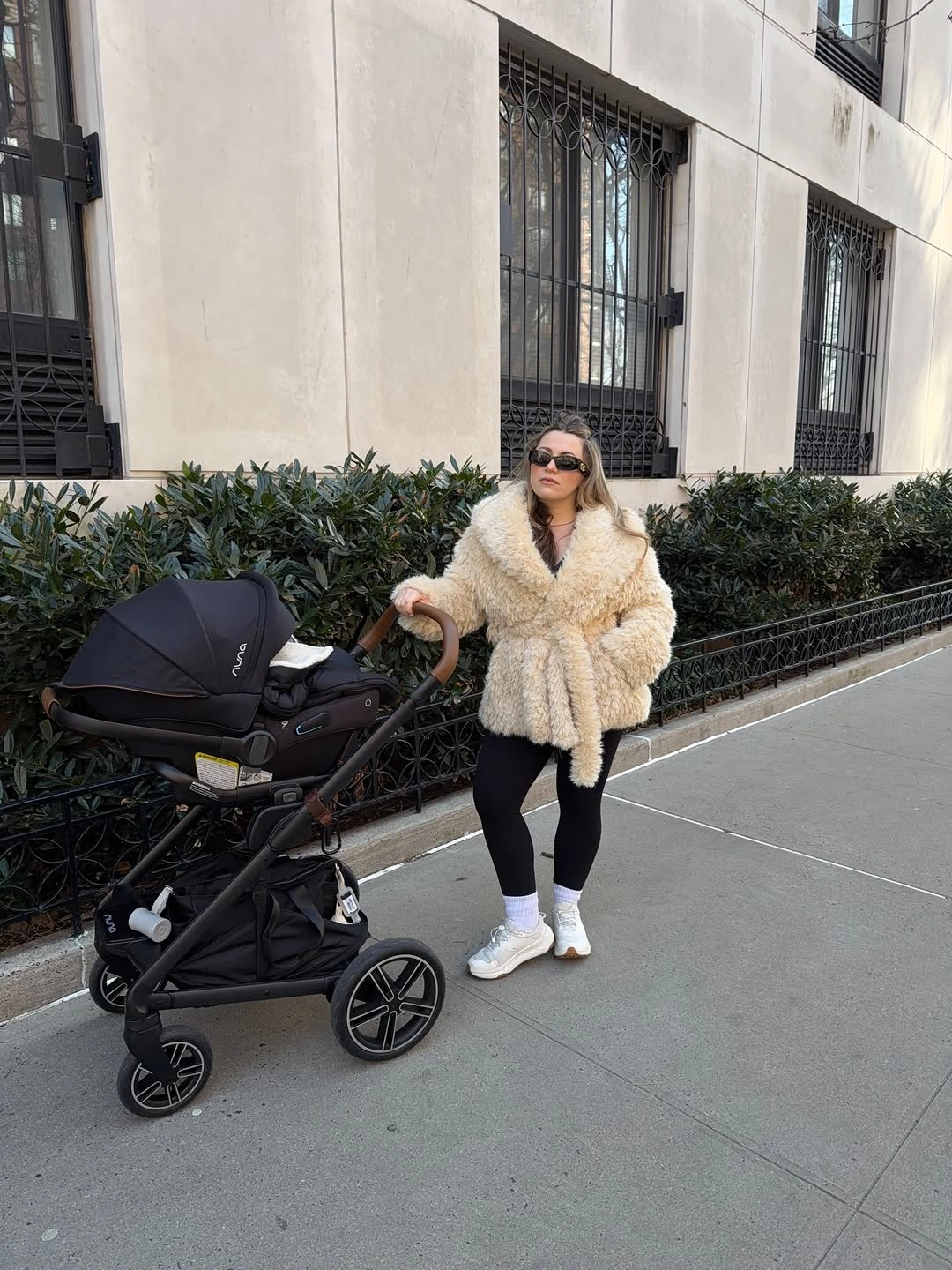 fall mom outfits 2026 Cozy Faux Fur Jackets with Leggings for Cold Weather Comfort