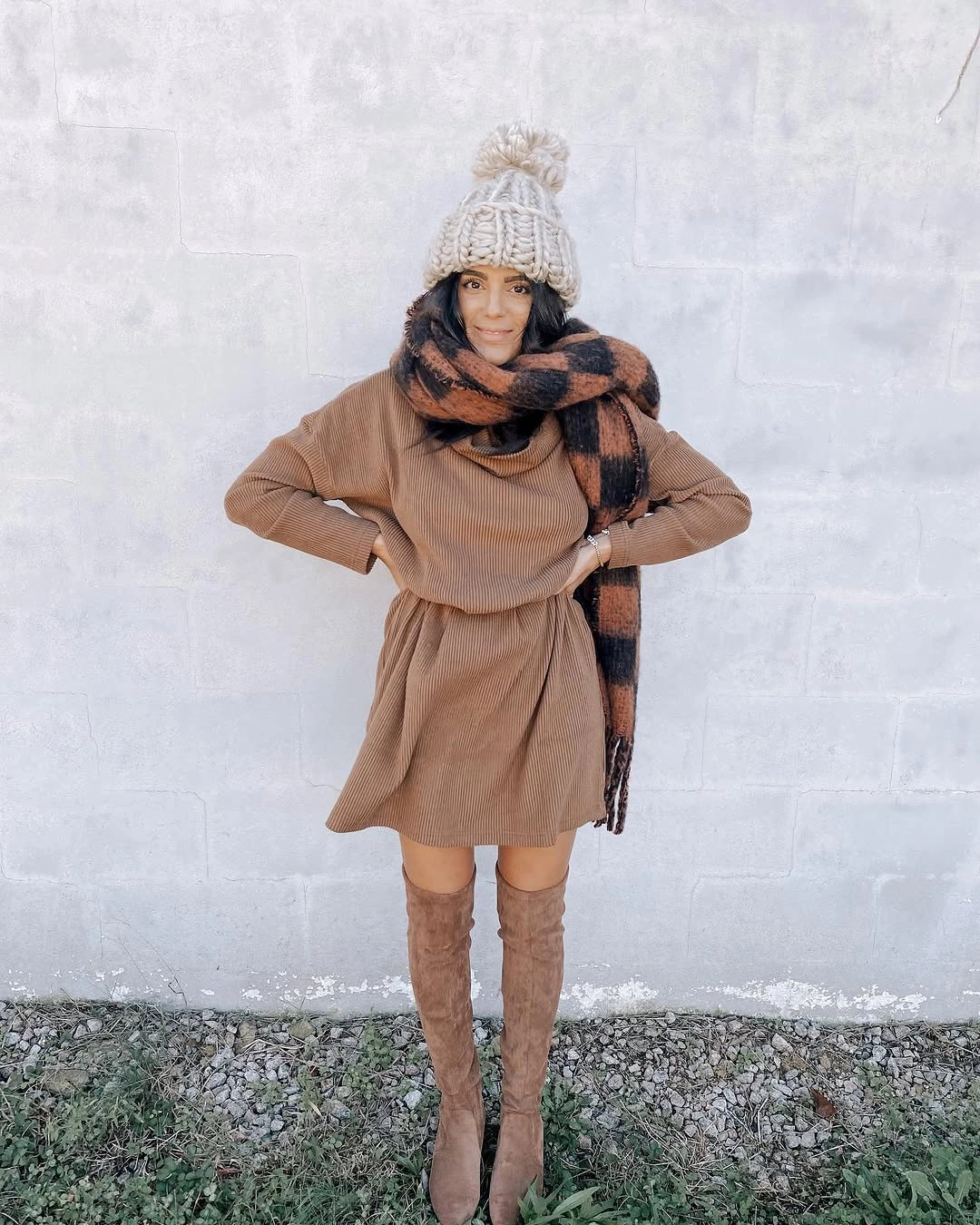 fall mom outfits 2026 Cozy Knit Dresses and Over-the-Knee Boots That Never Go Out of Style