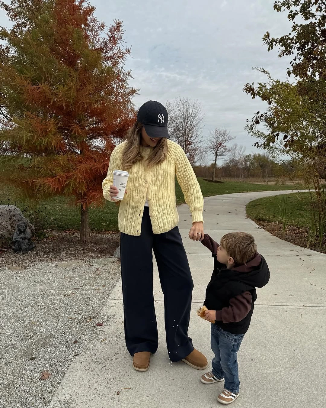fall mom outfits 2026 Cream Cardigans and Wide Leg Pants for Relaxed Weekend Style