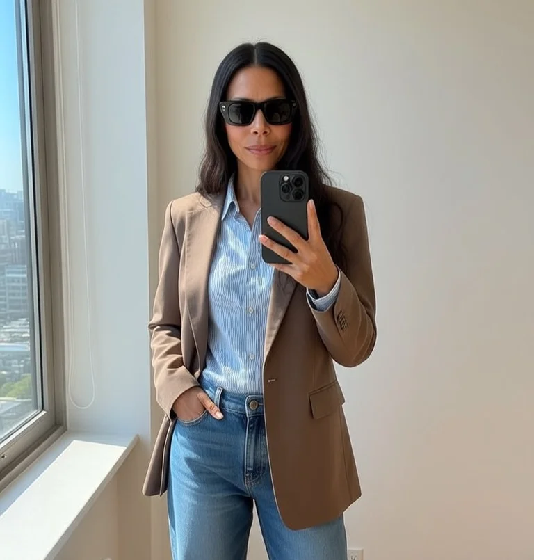 fall office outfits for women 2026 Effortless Blazer and Denim for Everyday Office Style