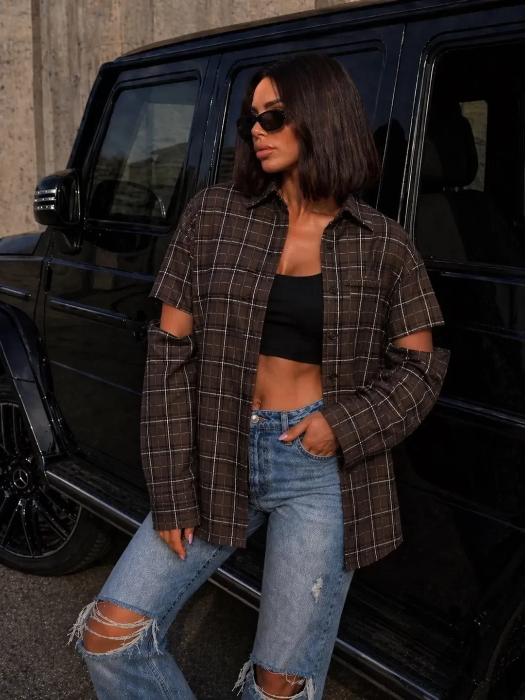 fall outfits for big busted women 2026 Plaid Shirt Layering with a Modern Edge