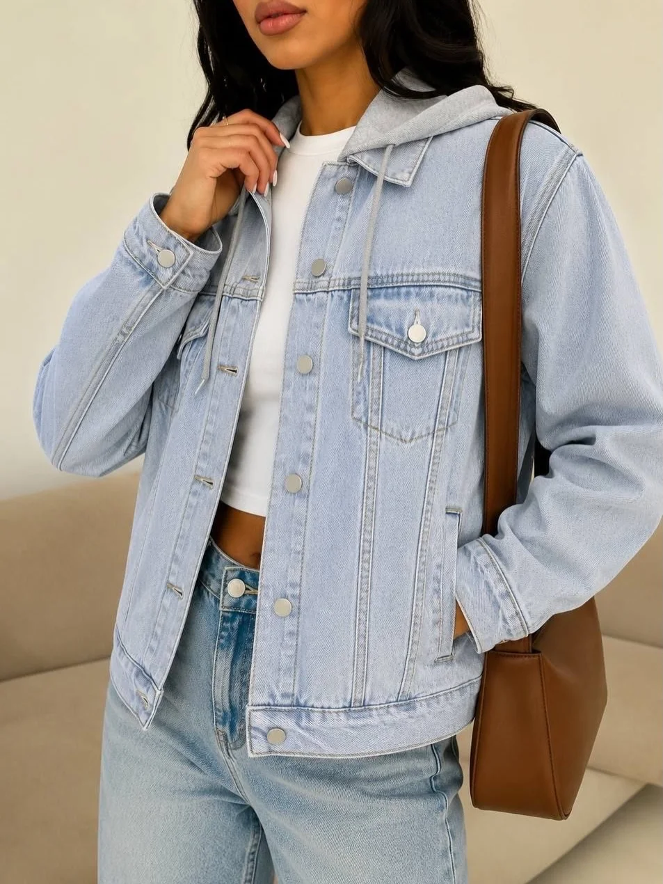 fall outfits for big busted women 2026 Light Wash Denim That Keeps Proportions Balanced