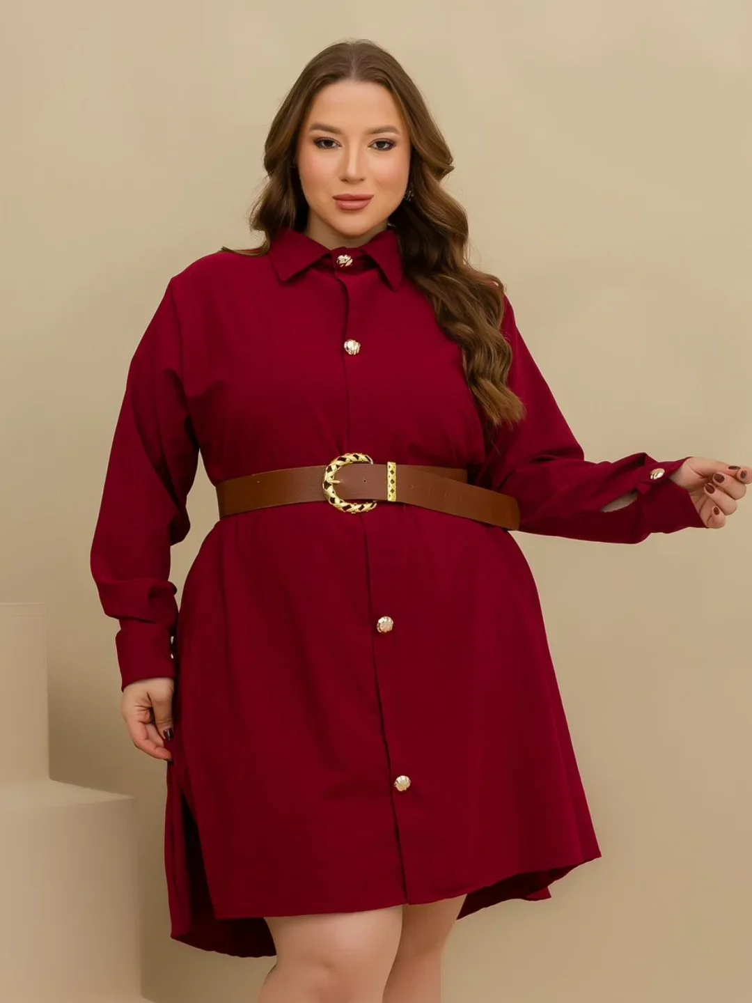 fall outfits for plus size women The Burgundy Shirt Dress That Makes a Statement Without Trying Too Hard