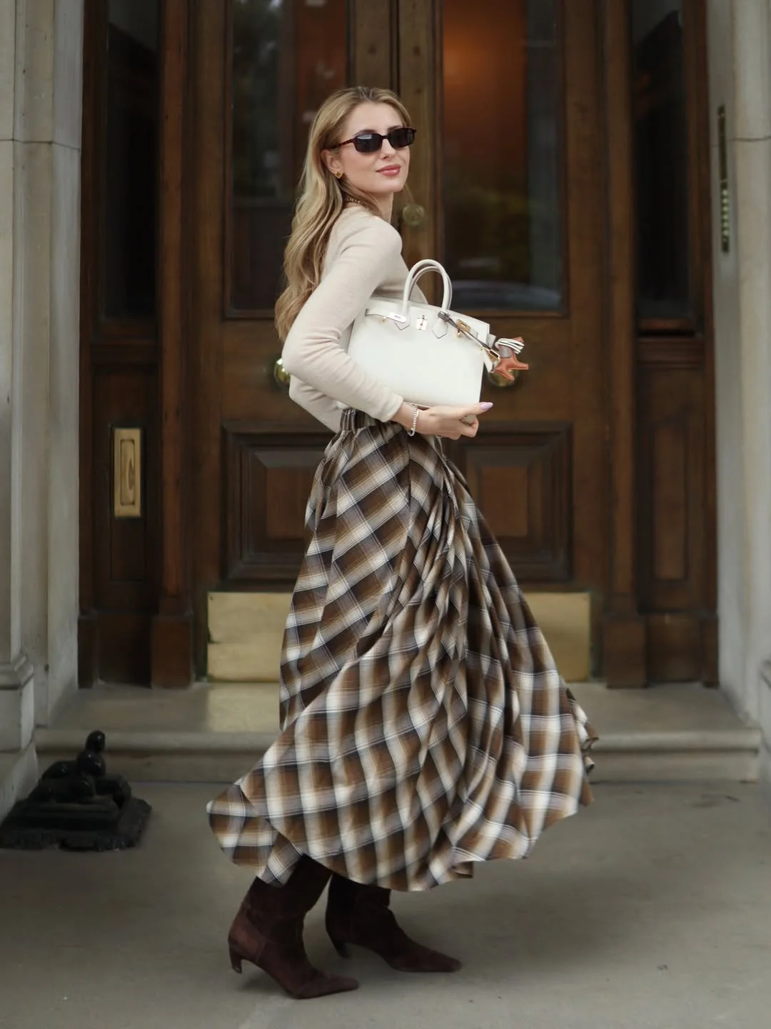 fall outfits with boots 2026 Plaid Skirts and Western-Inspired Boots for Romantic Fall Style