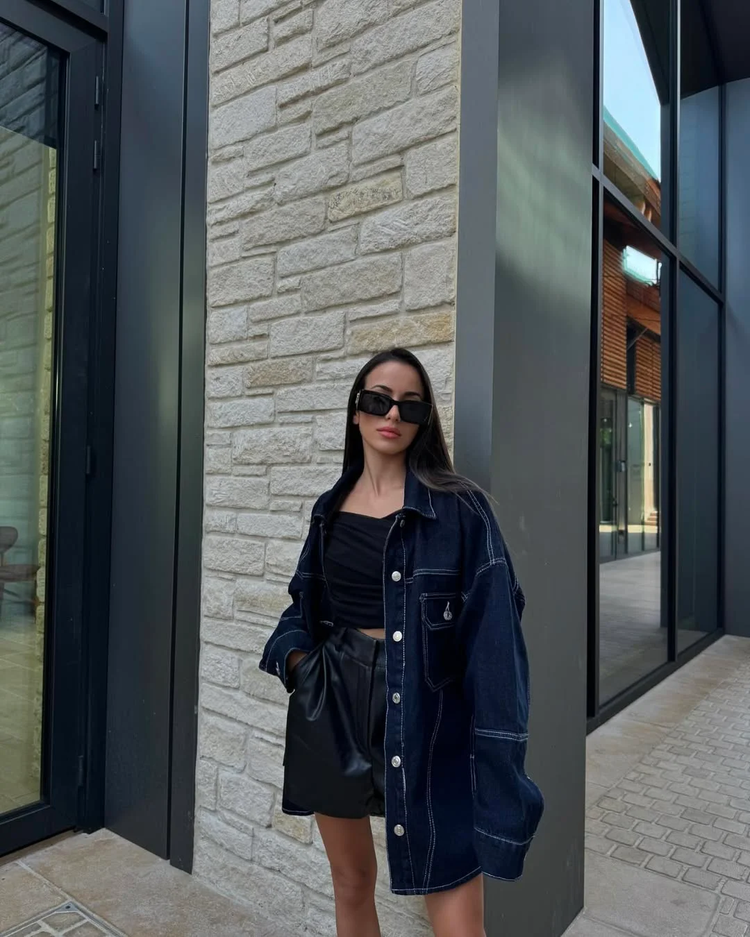 fall outfits with jeans jacket 2026 Dark Denim and Black Layers for a Sleek City Look