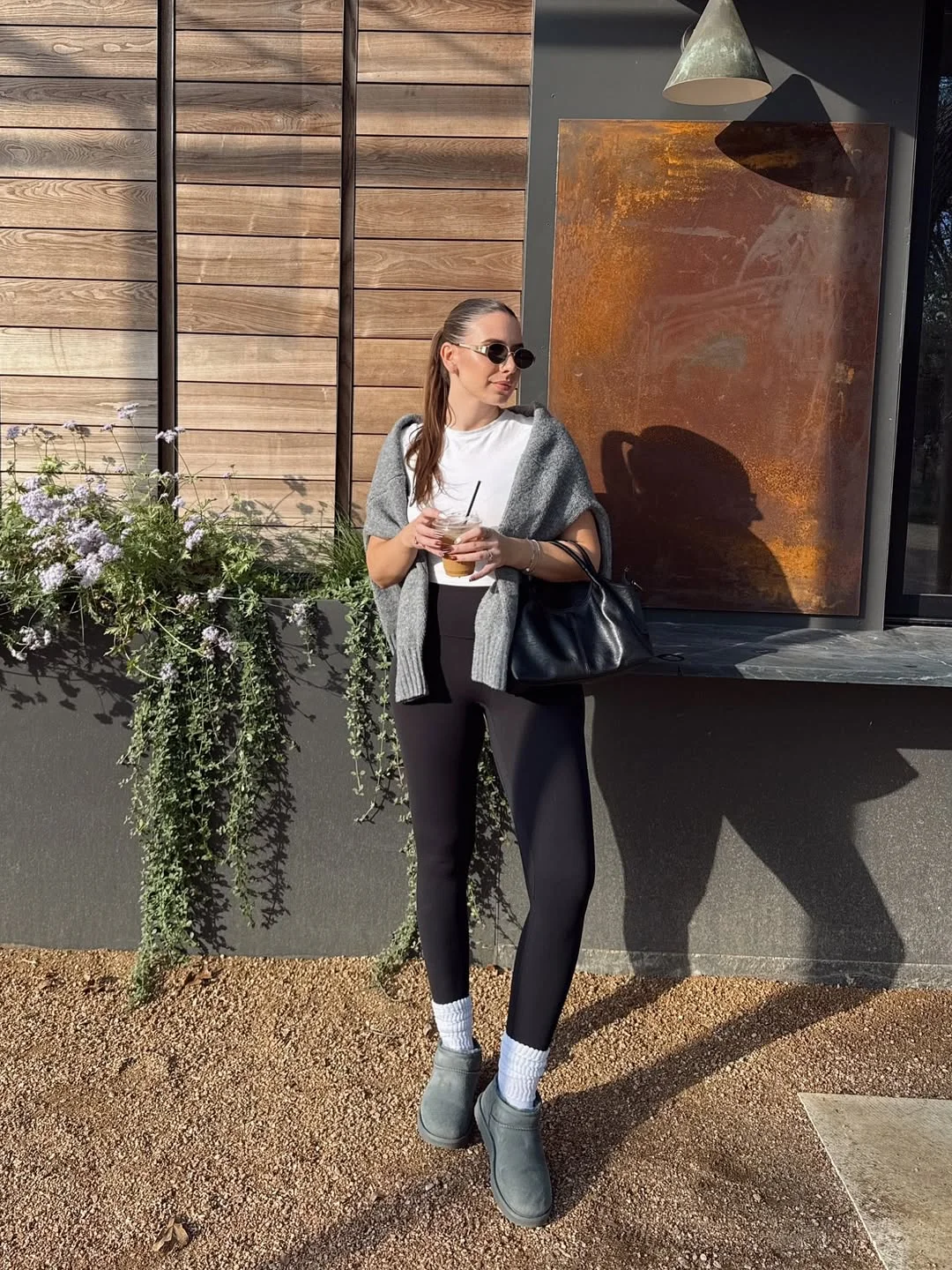 fall outfits with leggings and boots 2026 Relaxed Coffee Run Style with Cozy Boots