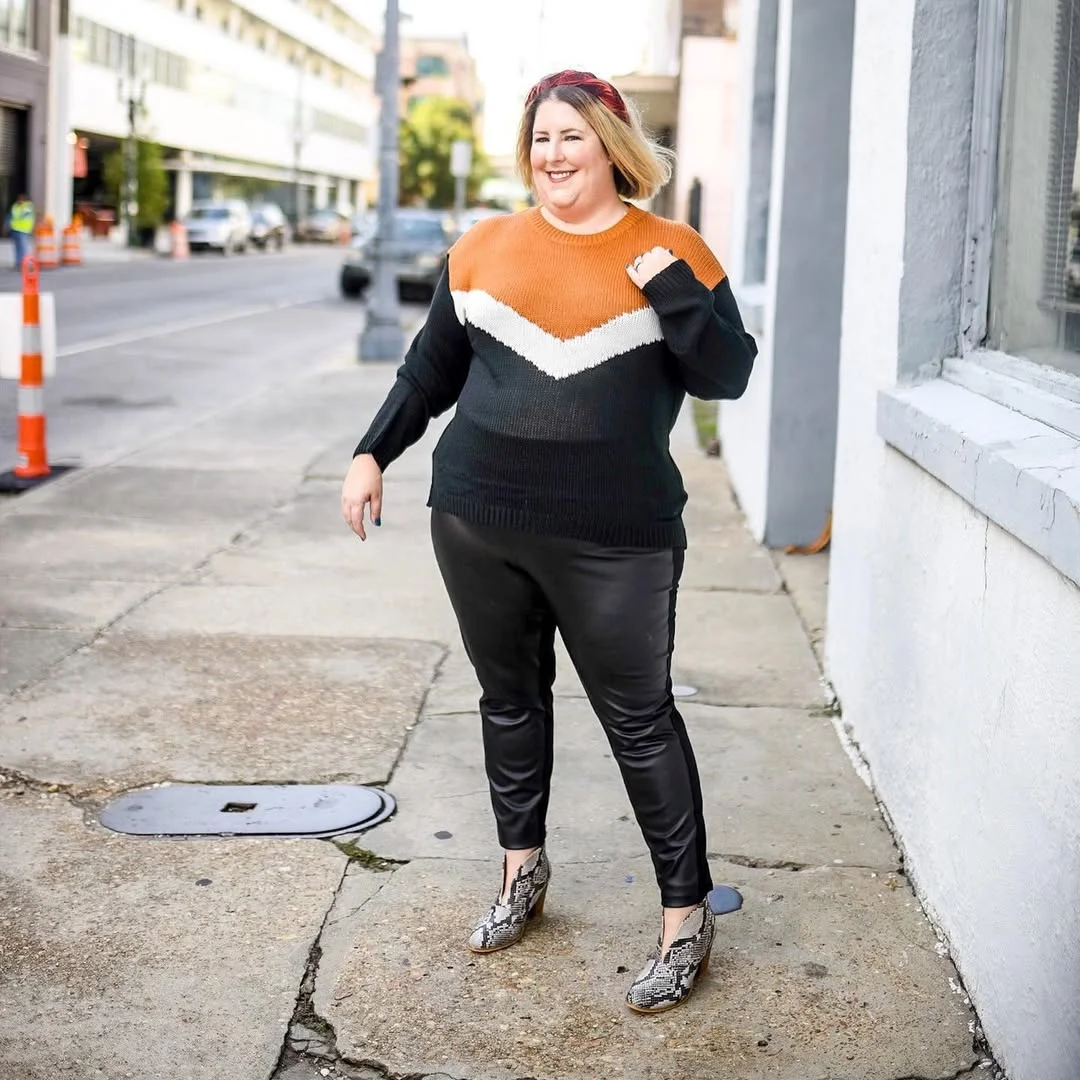 fall outfits with leggings and boots 2026 Plus Size Leather-Look Leggings with Statement Booties
