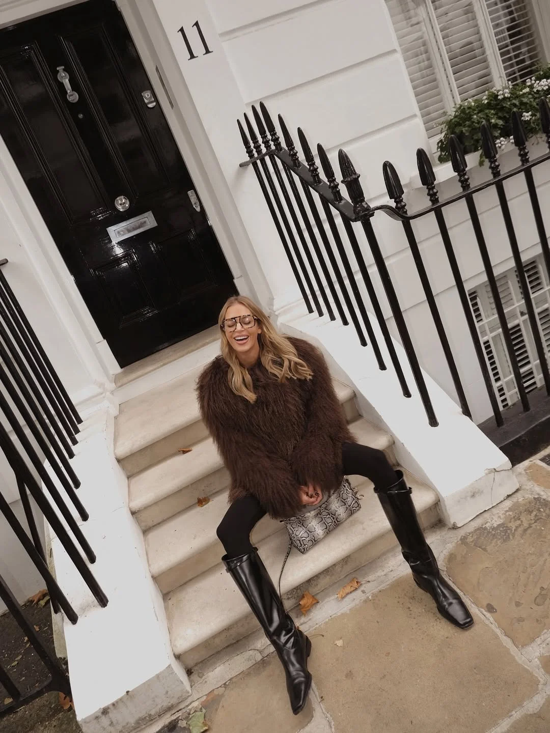 fall outfits with leggings and boots 2026 Statement Faux Fur with Tall Black Boots