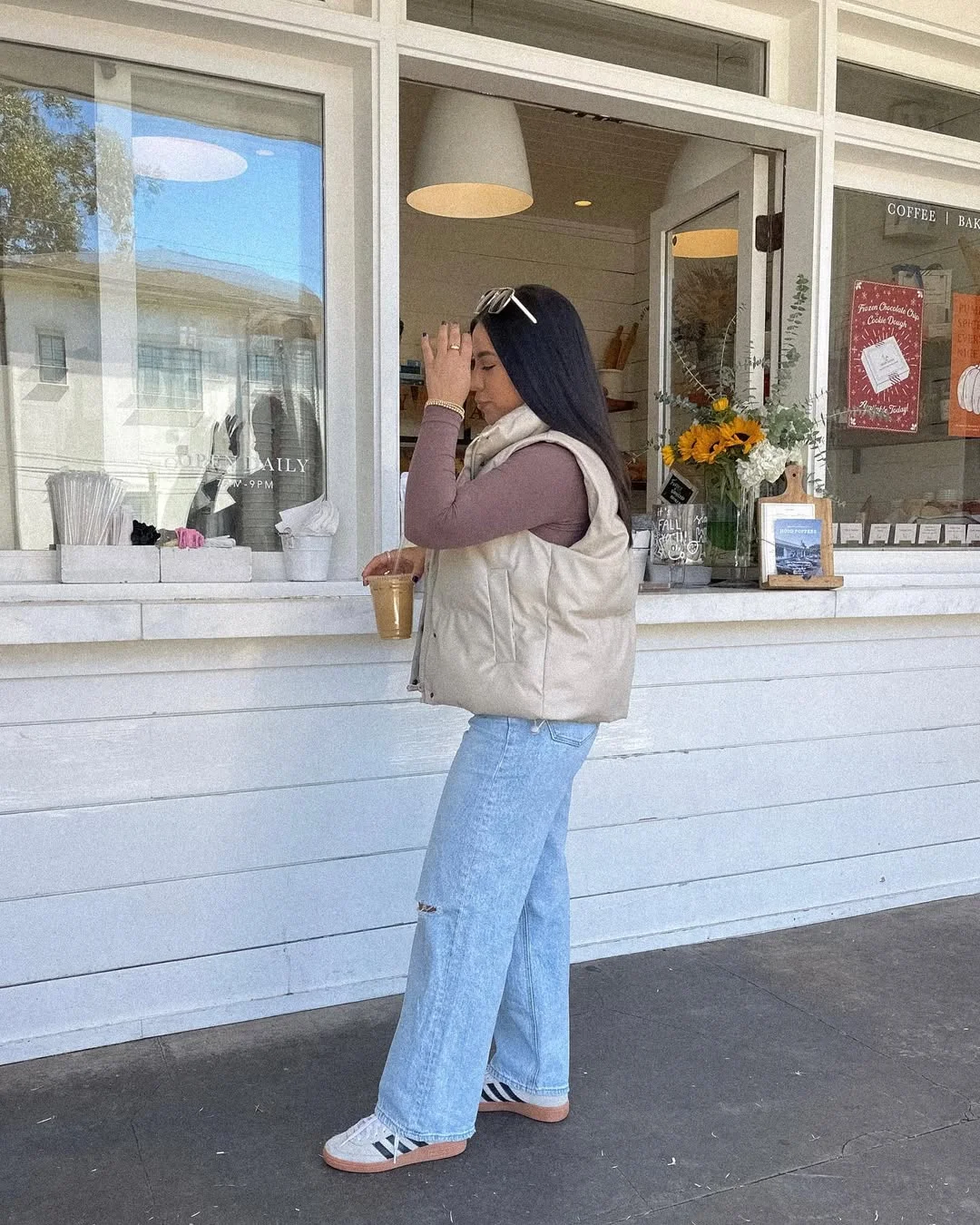 fall outfits with sneakers and jeans 2026 The Cozy Vest Outfit Perfect for Coffee Runs and Weekends