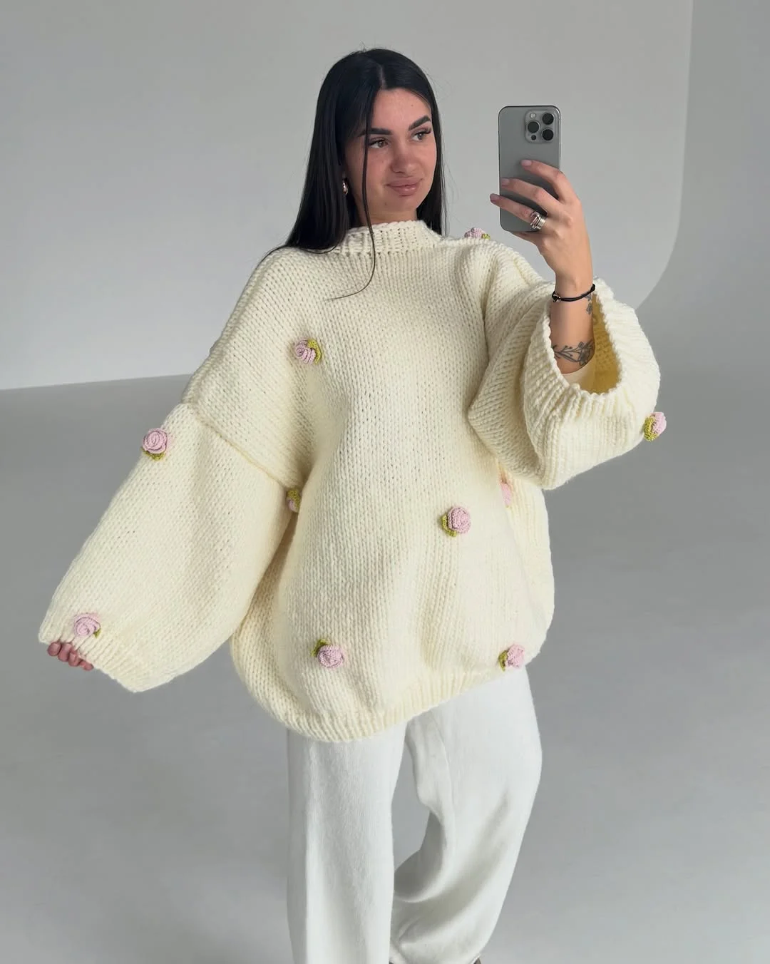 fall outfits with sweater 2026 Romantic Knitwear With Delicate Floral Details