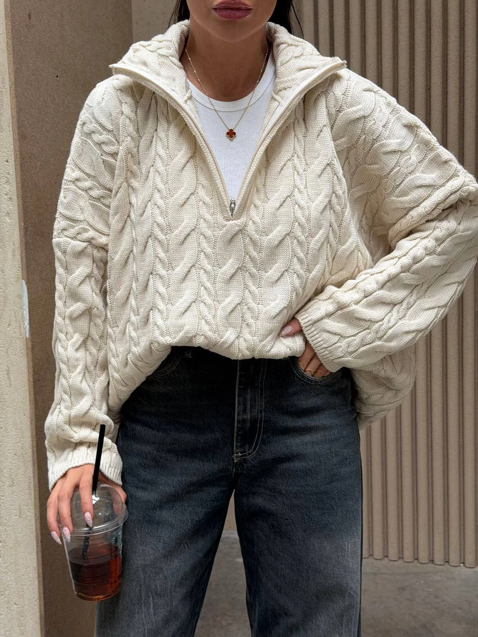 fall outfits with sweater 2026 The Cable Knit Quarter Zip Everyone Wants This Fall