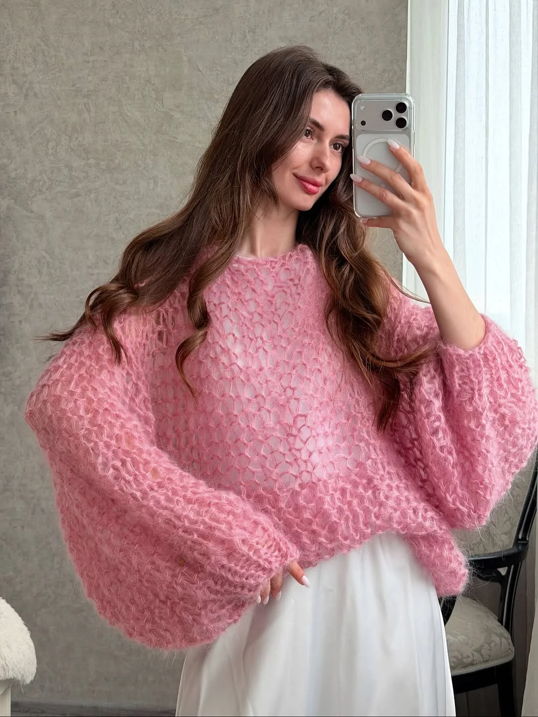 fall outfits with sweater 2026 Airy Pink Mohair for a Romantic Autumn Mood