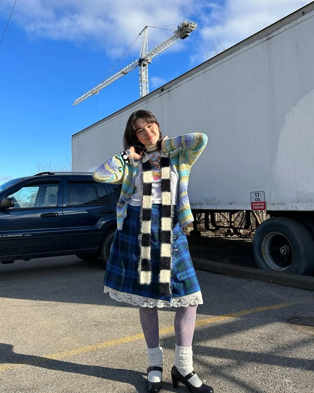 fall outfits with tights and skirt 2026 Playful Plaid Skirts and Patterned Tights for Creative Fall Days