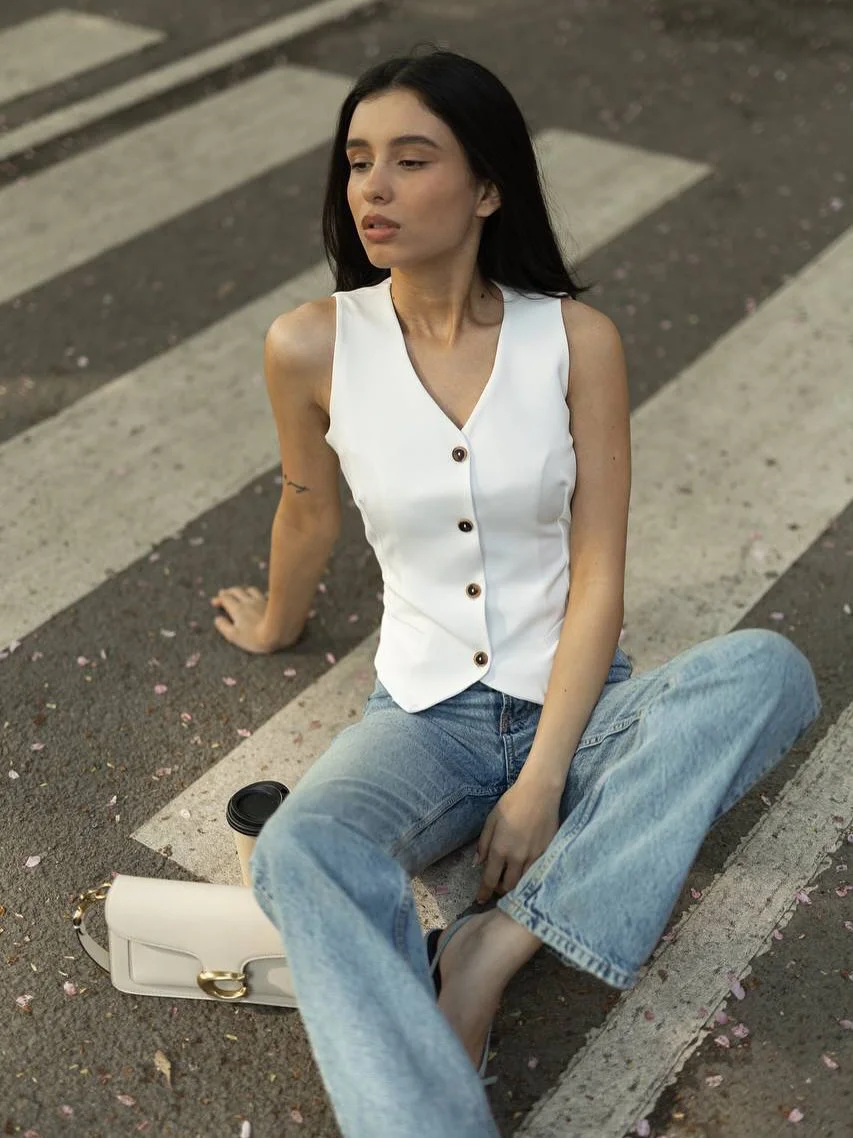 fall outfits with vests 2026 White Vest and Denim The Effortless Weekend Formula