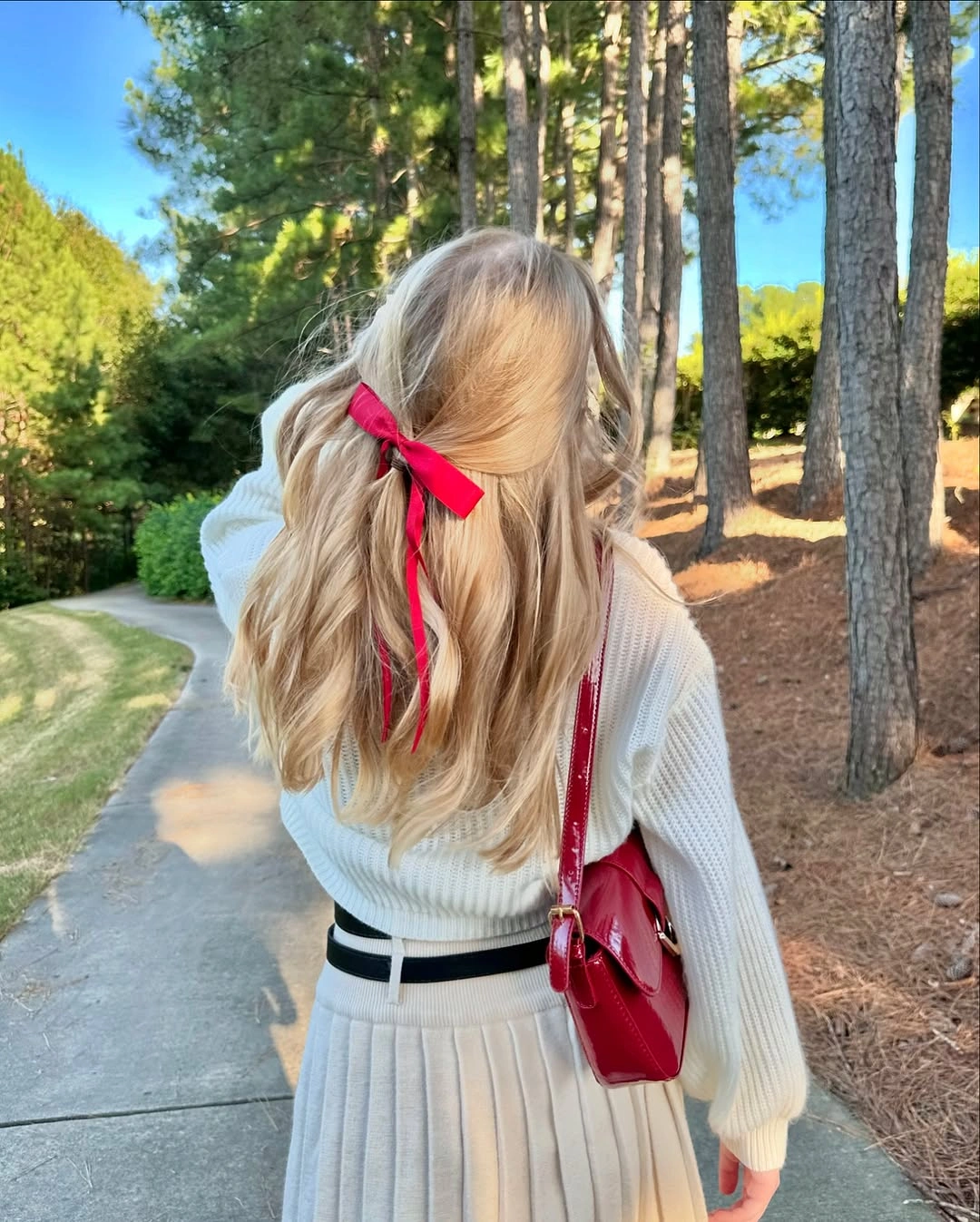 fall travel outfits 2026 Classic Cream Knit with Rich Burgundy Accents