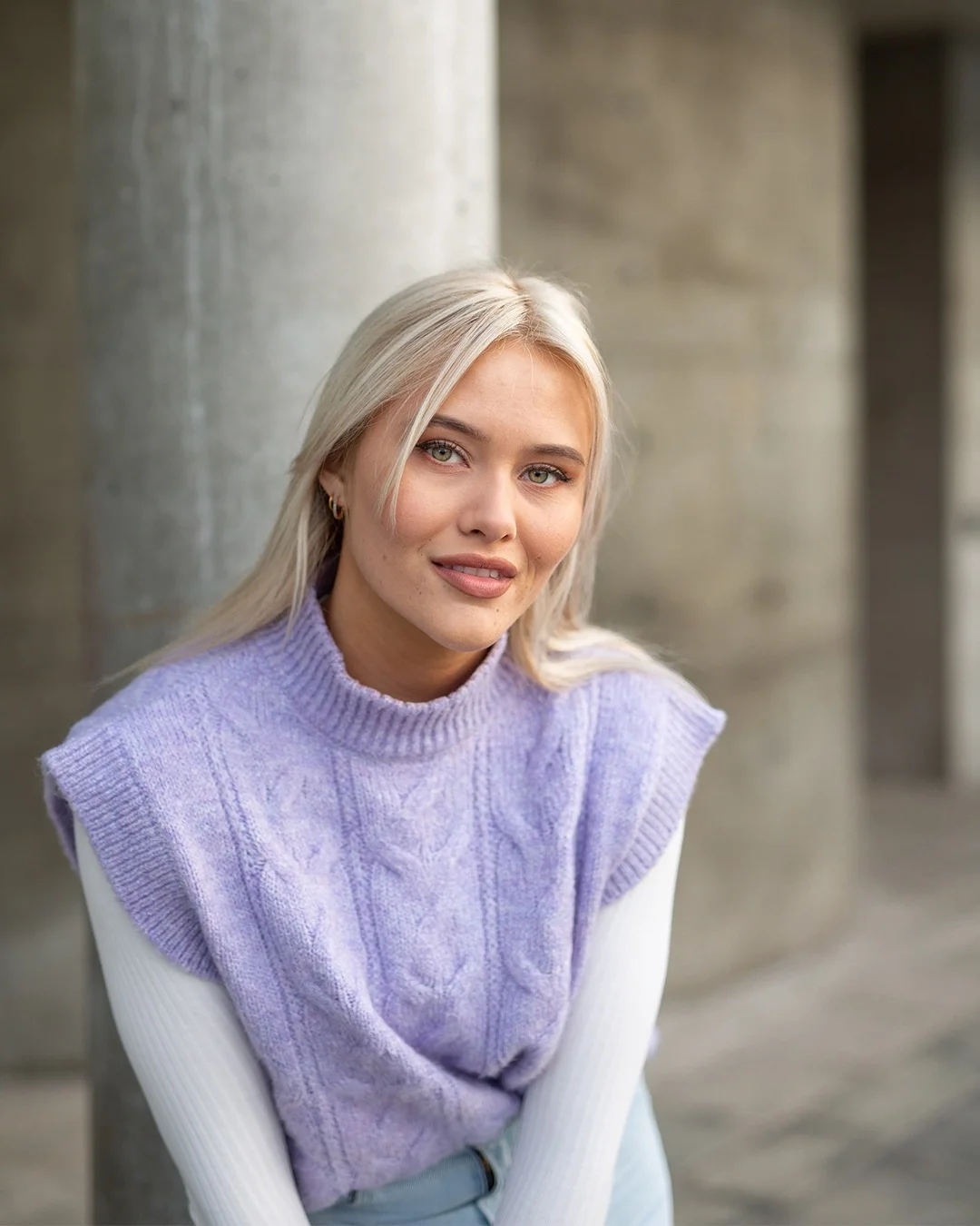 fall vest outfits for women 2026 The Lavender Knit Vest That Brightens Grey Autumn Days
