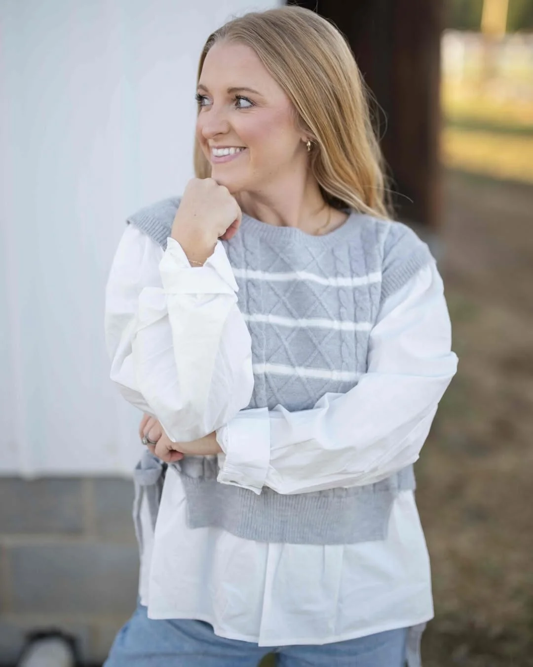 fall vest outfits for women 2026 The Soft Grey Knit Vest That Makes Casual Outfits Feel Intentional