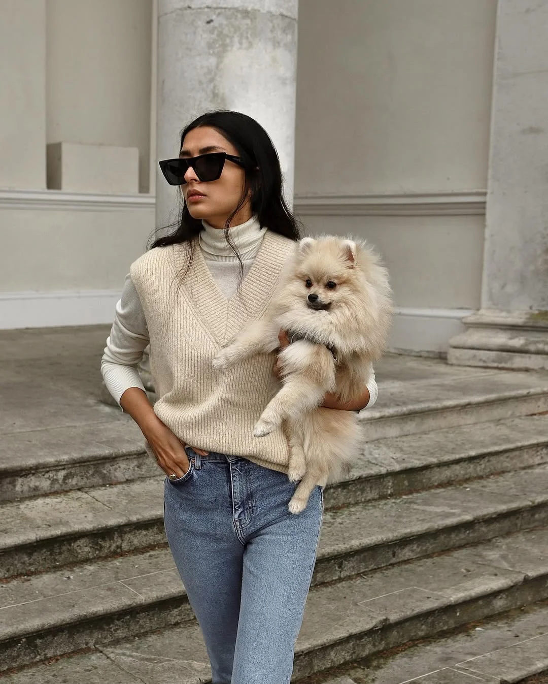 fall vest outfits for women 2026 The Beige Sweater Vest and Denim Formula That Never Goes Out of Style