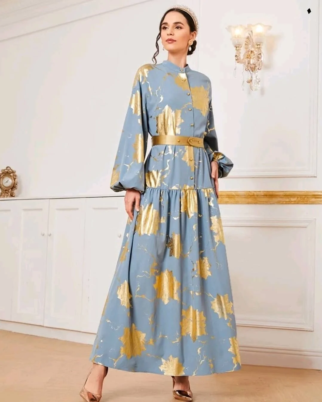 fall wedding guest dress 2026 Long Sleeve Statement Dresses With Modern Gold Accents