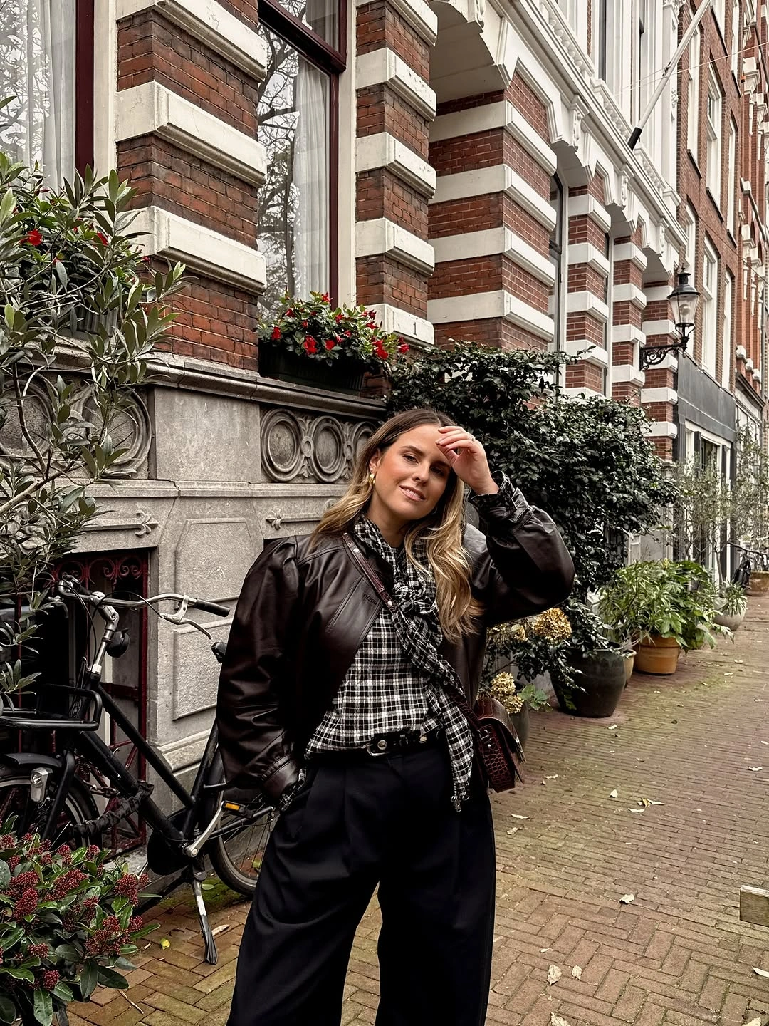 nice fall outfits 2026 Chocolate Leather and Plaid Layers for Sophisticated City Style