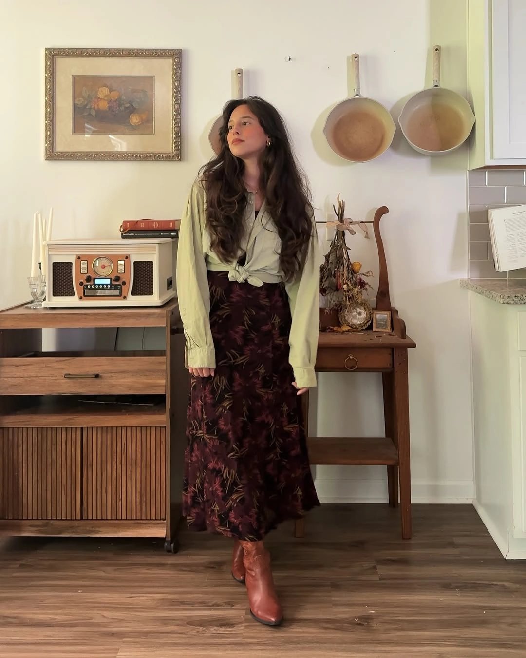 nice fall outfits 2026 A Flowing Printed Skirt That Makes Fall Feel Romantic