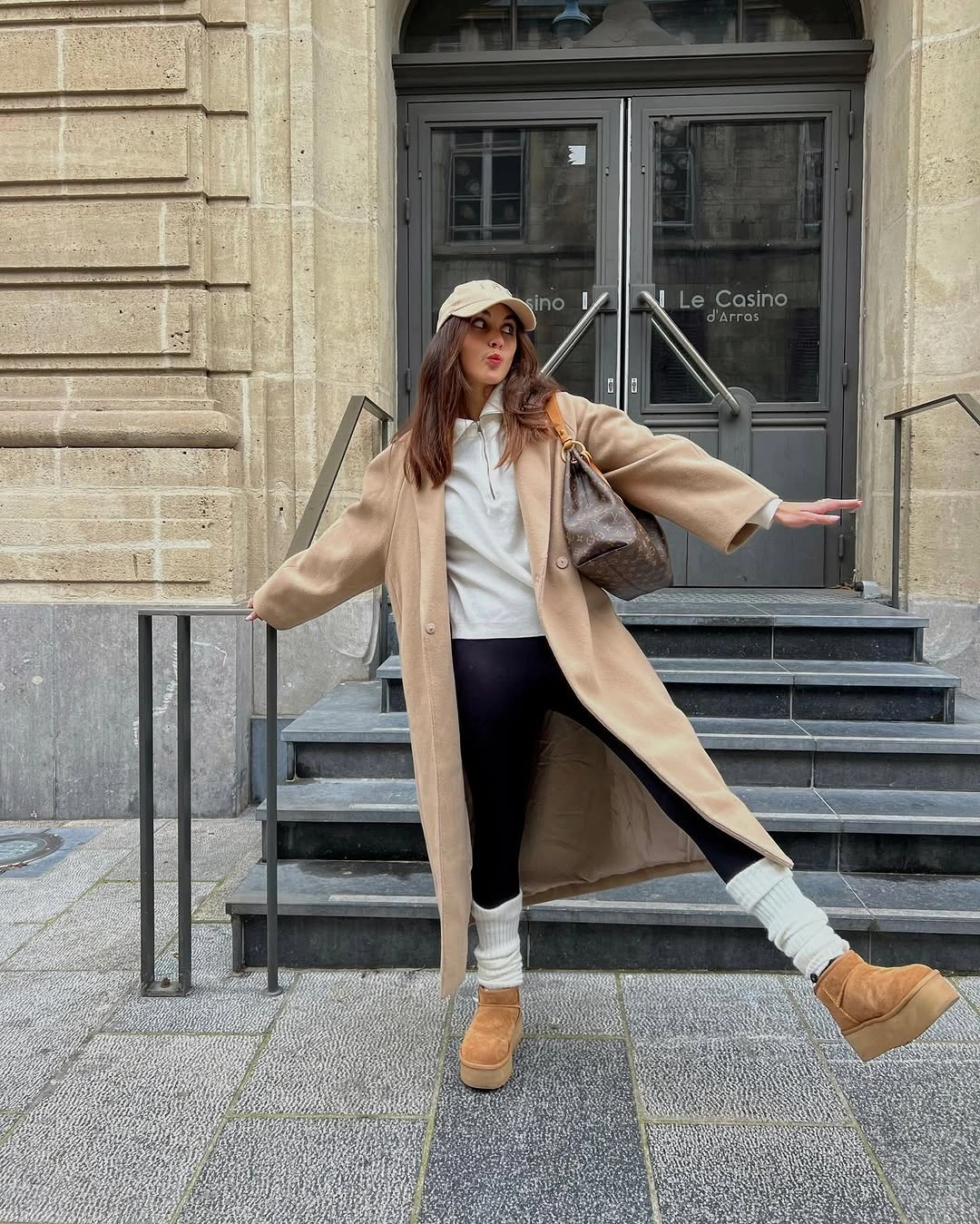 nice fall outfits 2026 Camel Coat Hoodie Leggings and Cozy Platform Boots