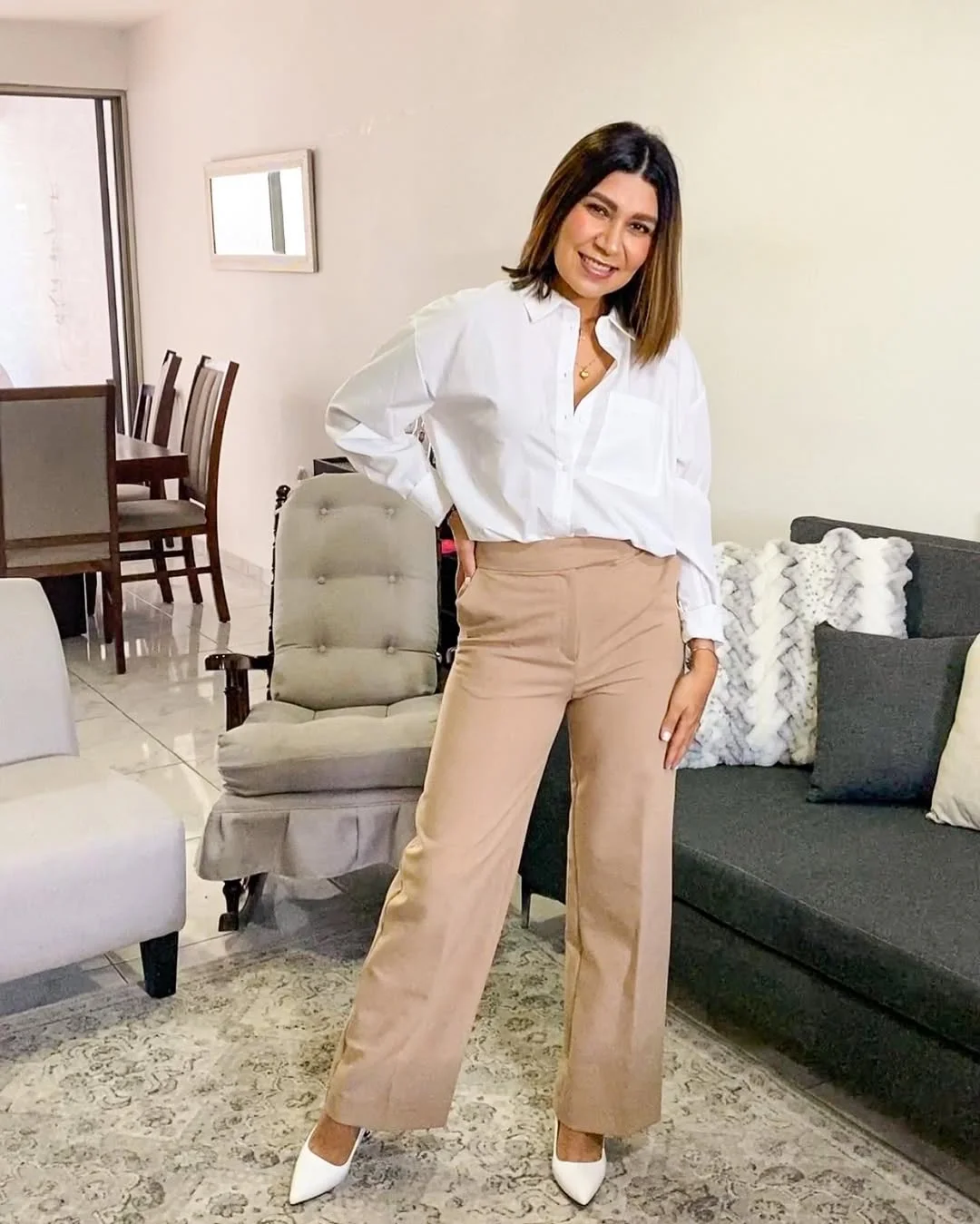 summer to fall outfits 2026 The White Shirt and Camel Trousers Combination I Always Return To
