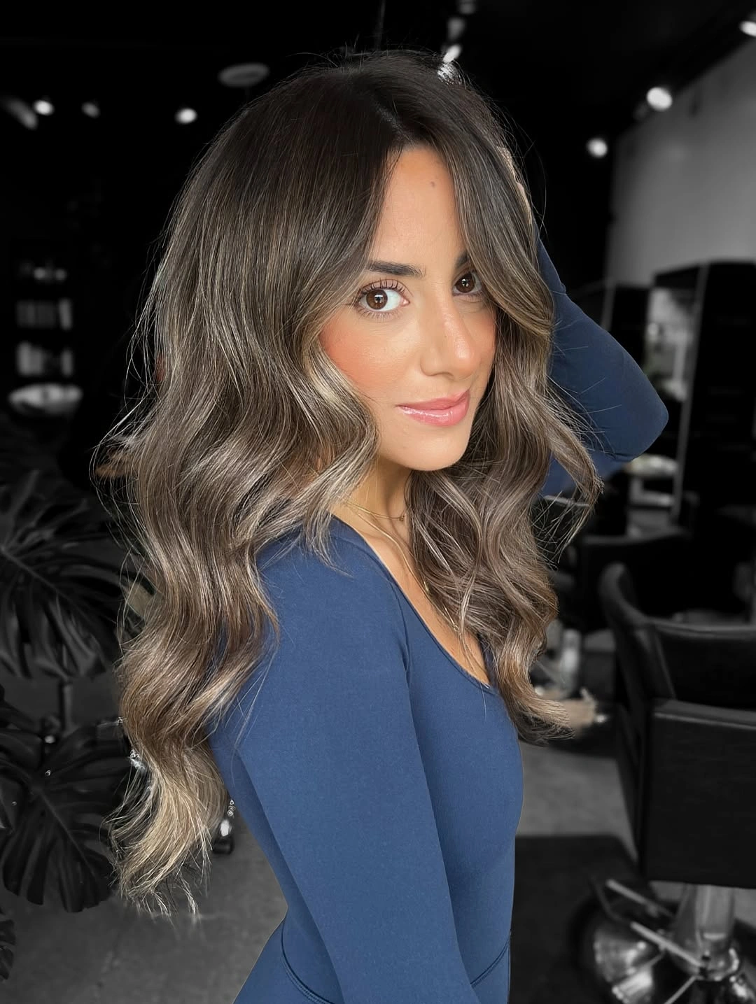august hairstyles and color ideas 2026 Dimensional Espresso Waves with Soft Blonde Ribbons