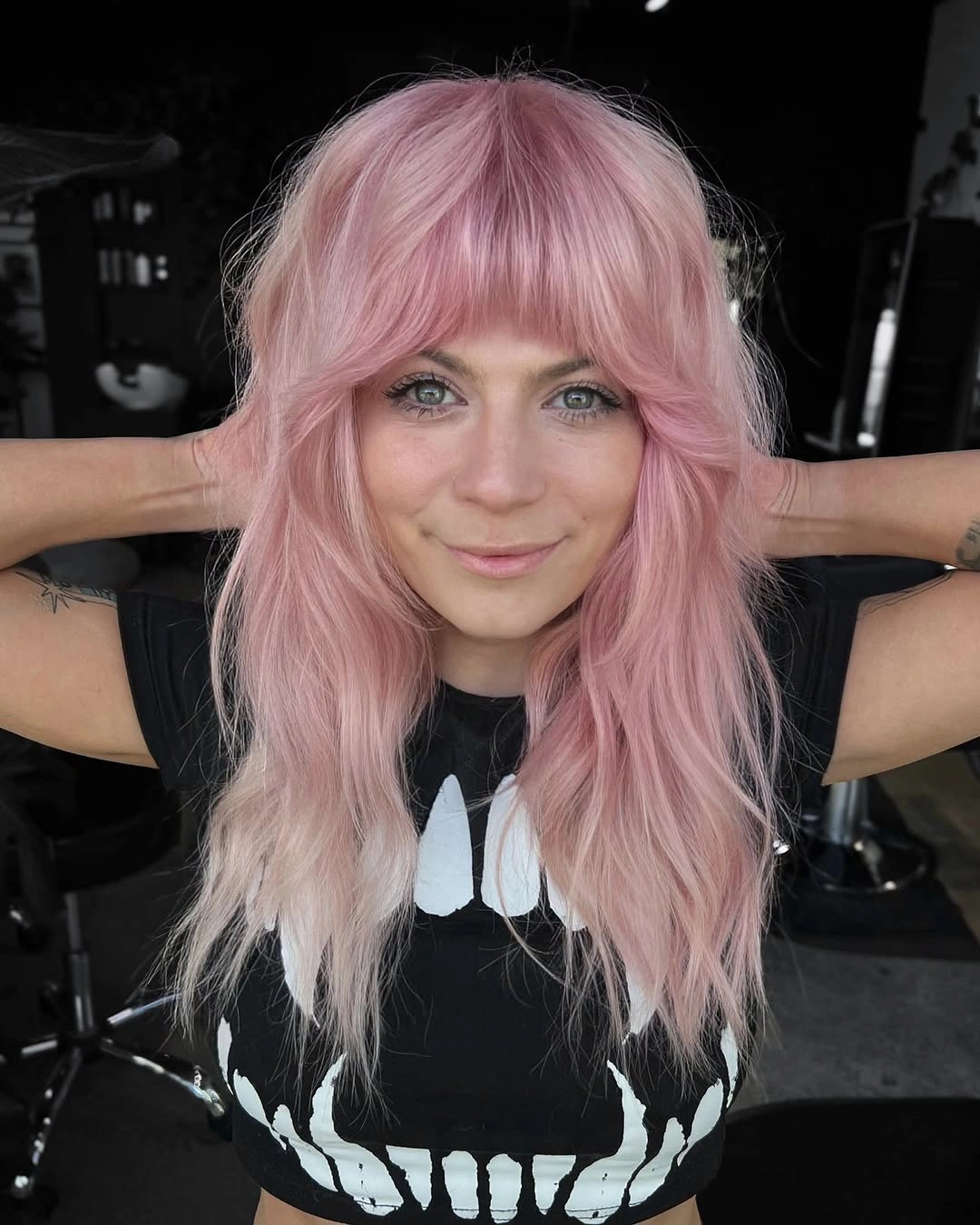 august hairstyles and color ideas 2026 Soft Cotton Candy Pink with Modern Shag Layers