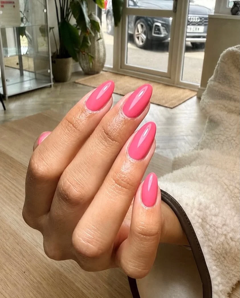 august nails color 2026 Glossy Bubblegum Pink That Never Goes Out of Style