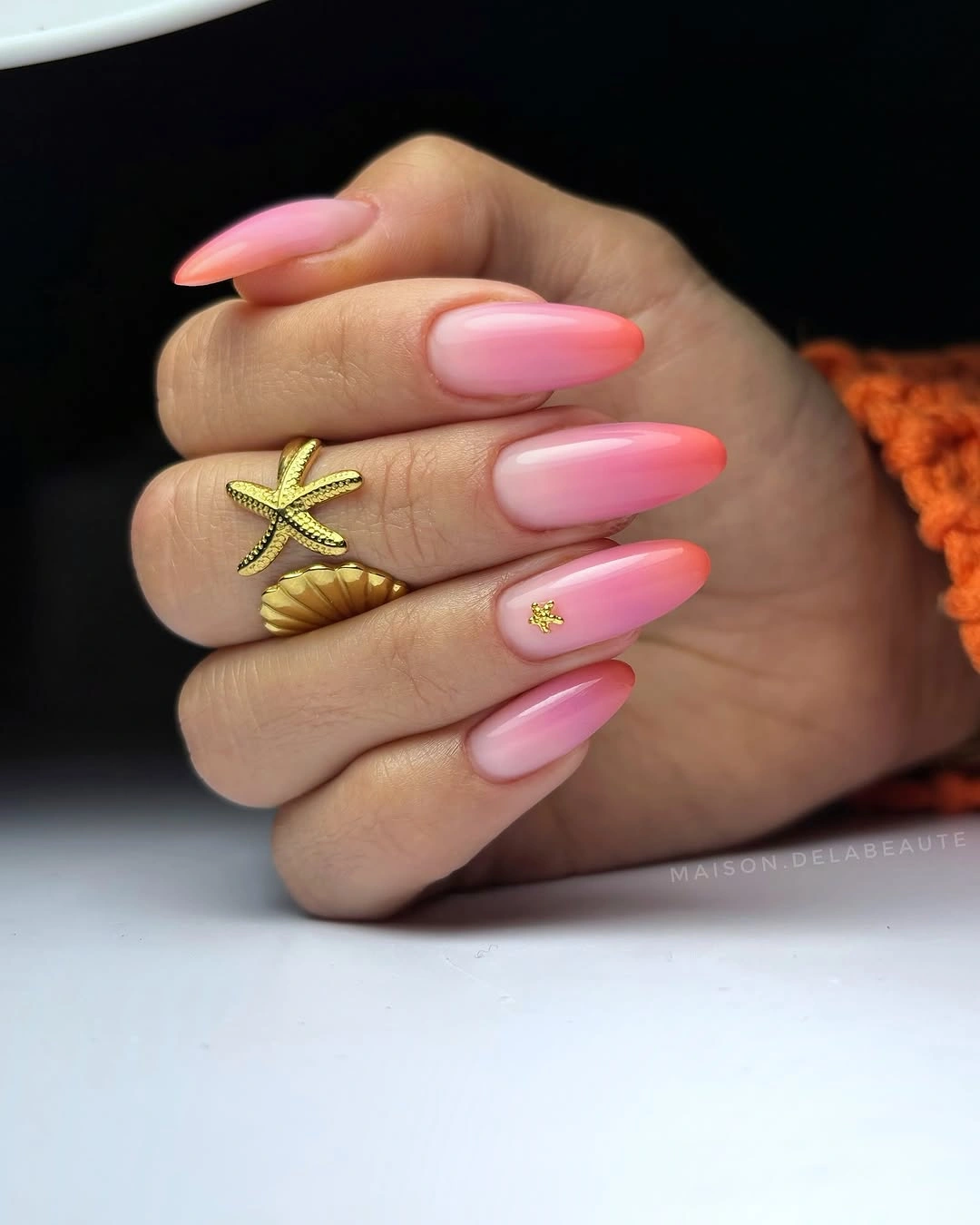 august nails color 2026 Pink Ombre Nails with a Subtle Coastal Glow