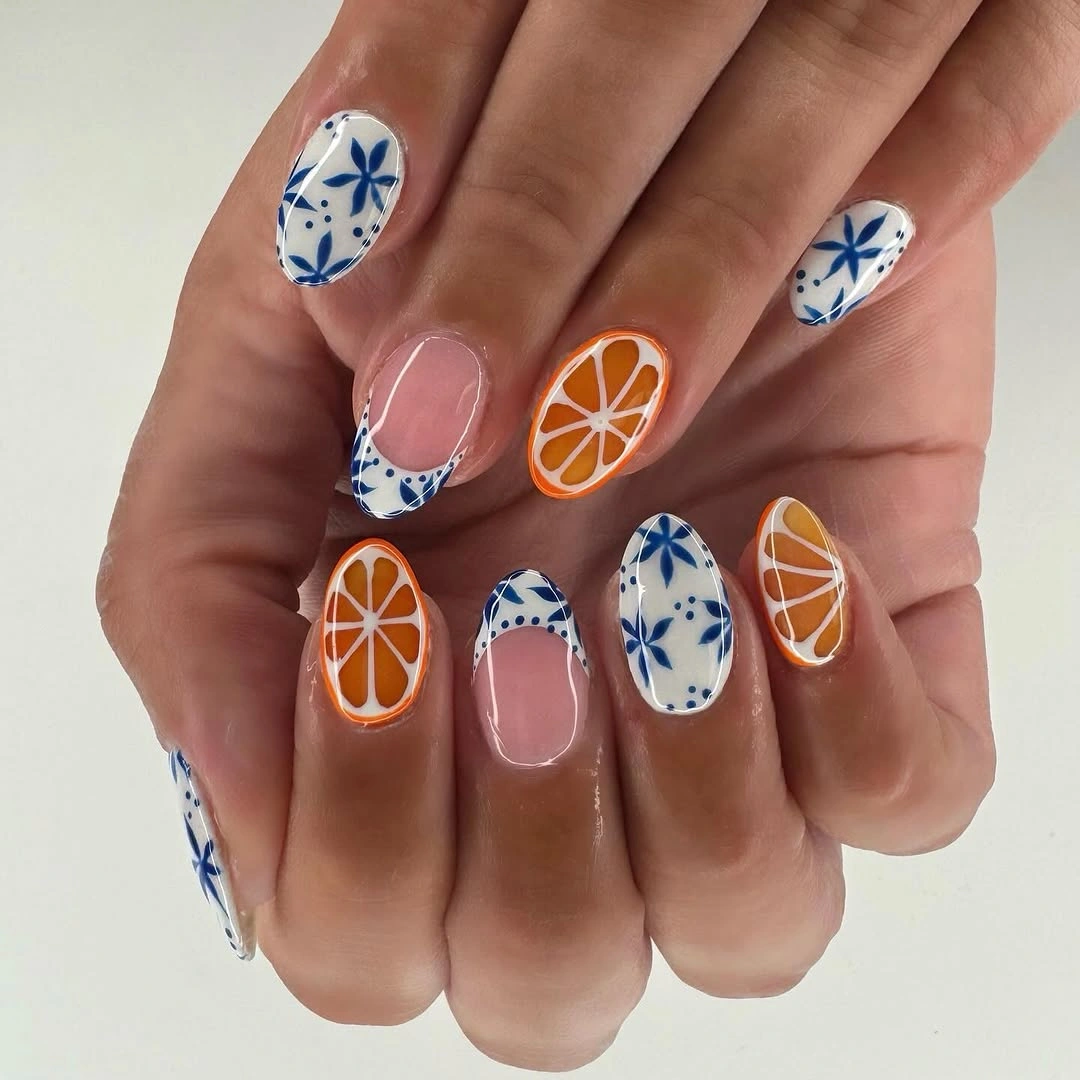 august nails color 2026 Mediterranean Citrus Nails Inspired by Summer Getaways