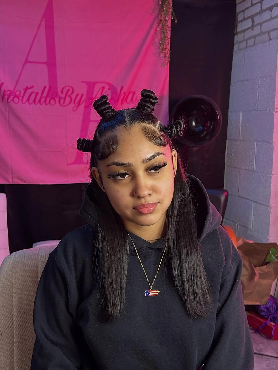 bantu knots hairstyles Modern Half-Up Bantu Knots on Sleek Straight Hair