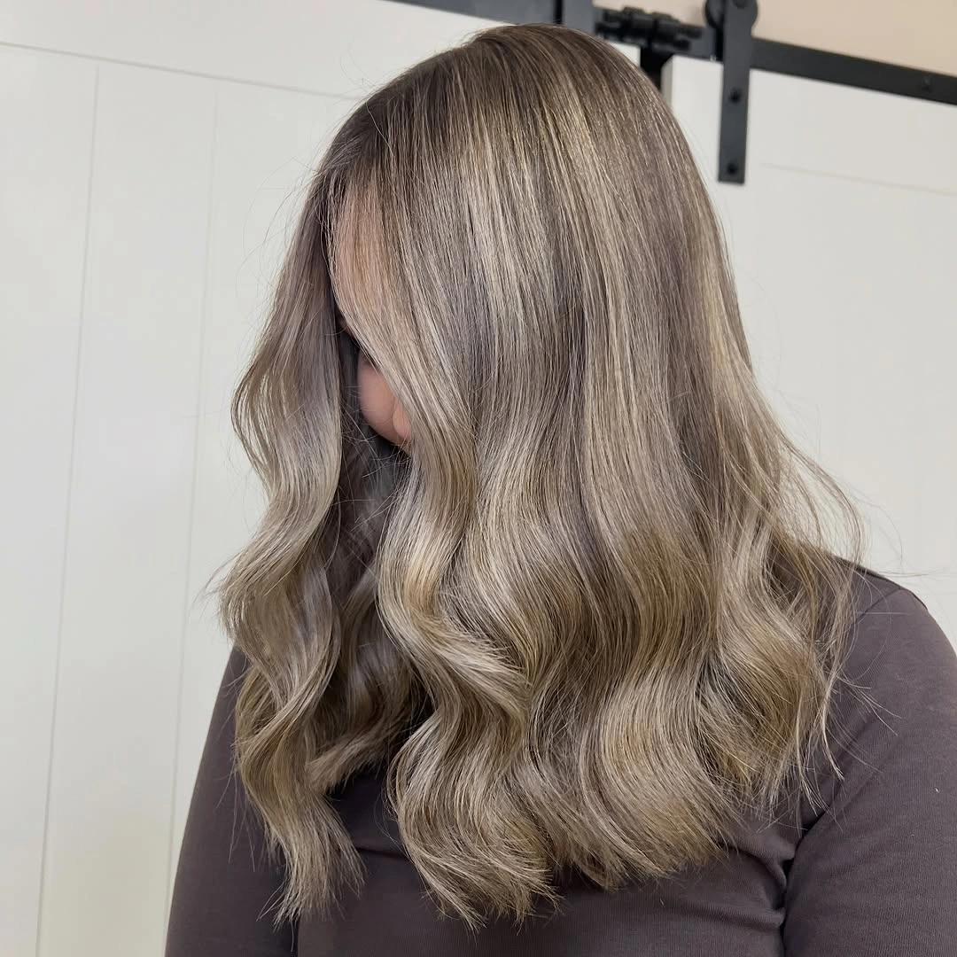 beige blond hair color Smoky Beige Blonde With Seamless Dimension