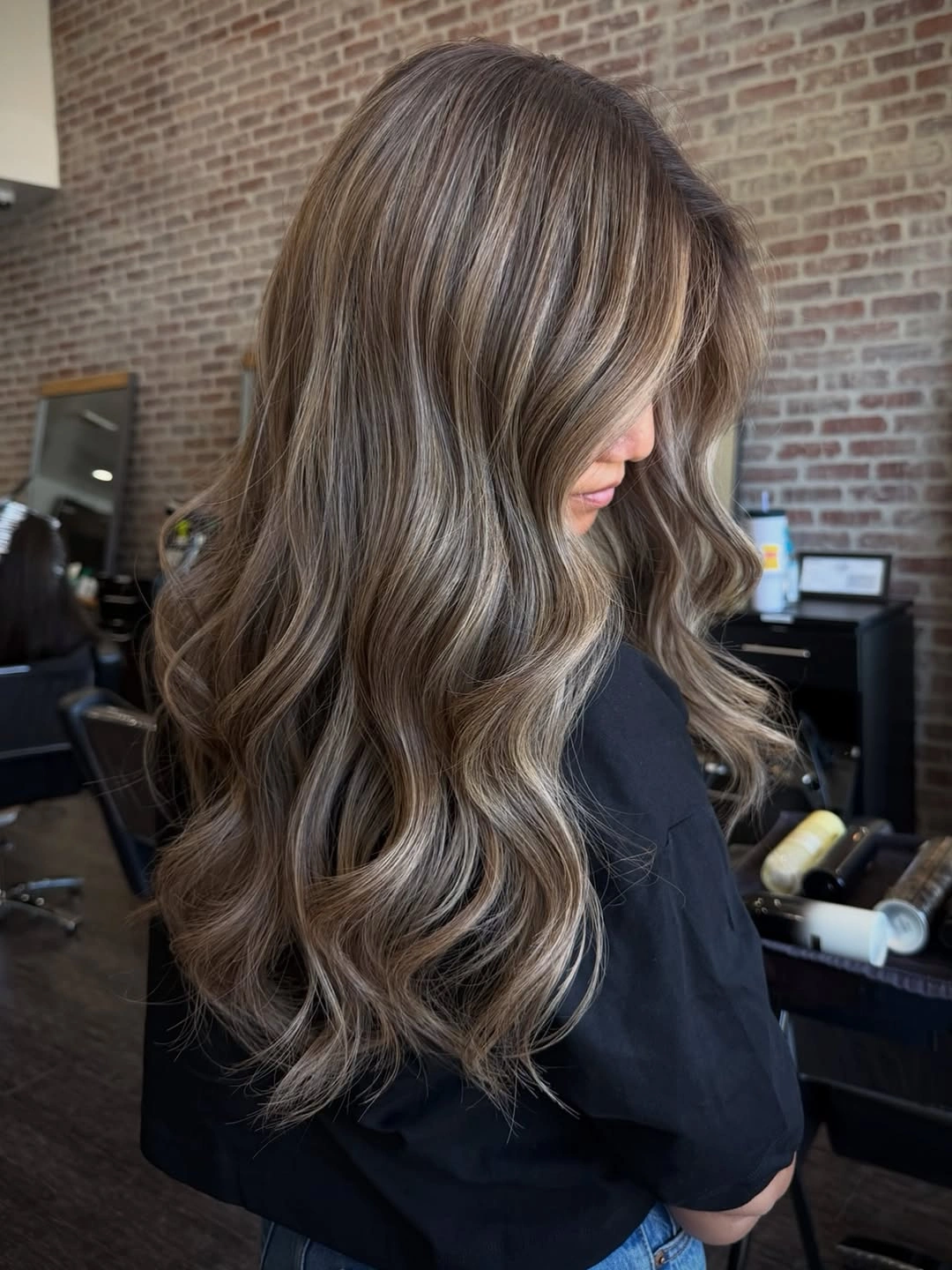 beige blond hair color Long Beige Blonde Waves Full of Soft Dimension