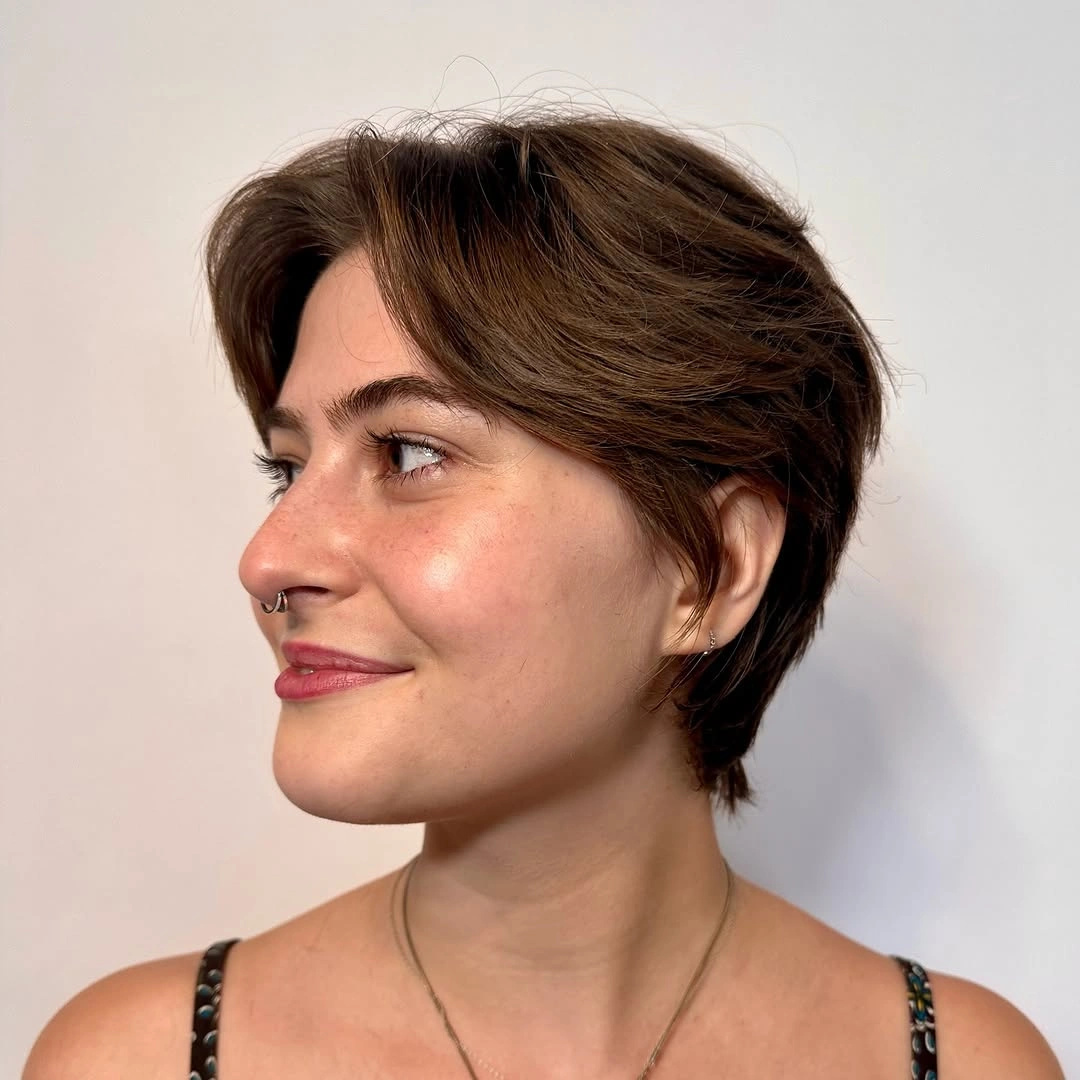 bixie haircut Sleek Cocoa Bixie With a Grown-In Sweep